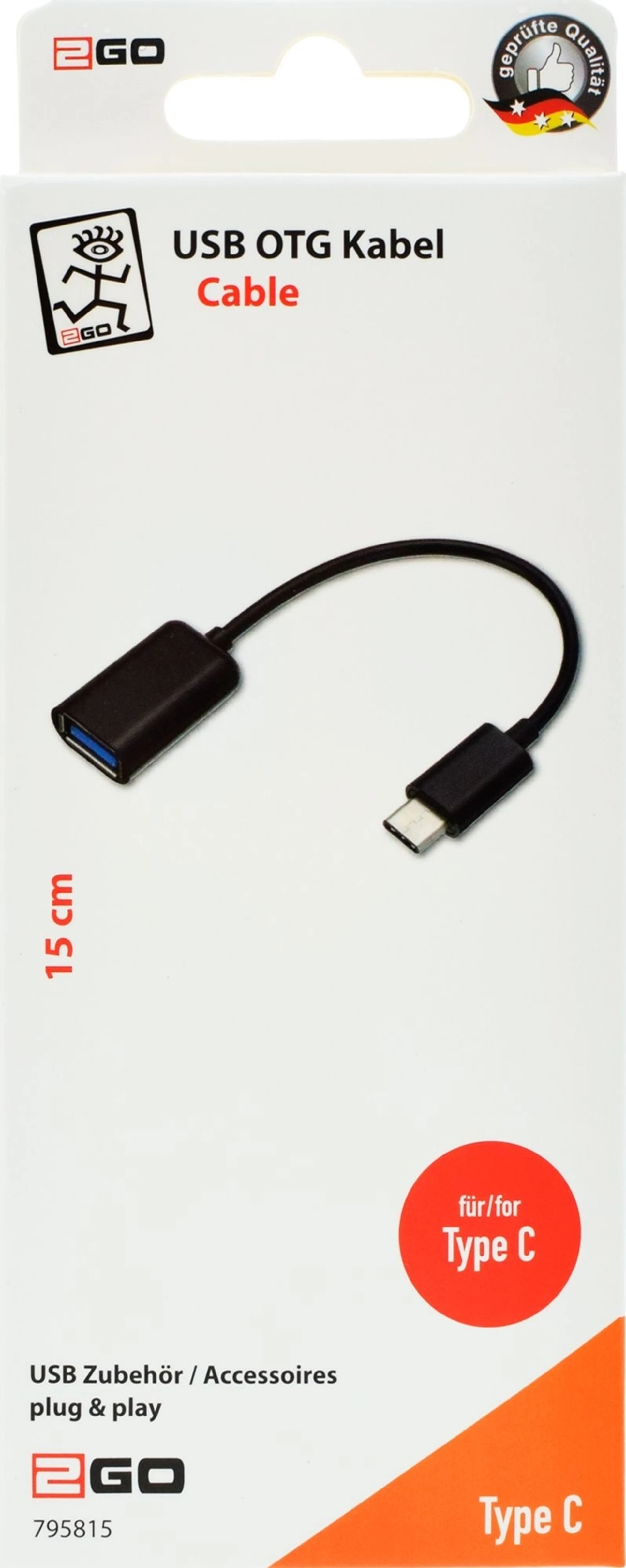 2Go Host Kabel USB Typ C Adapter 14,5 cm