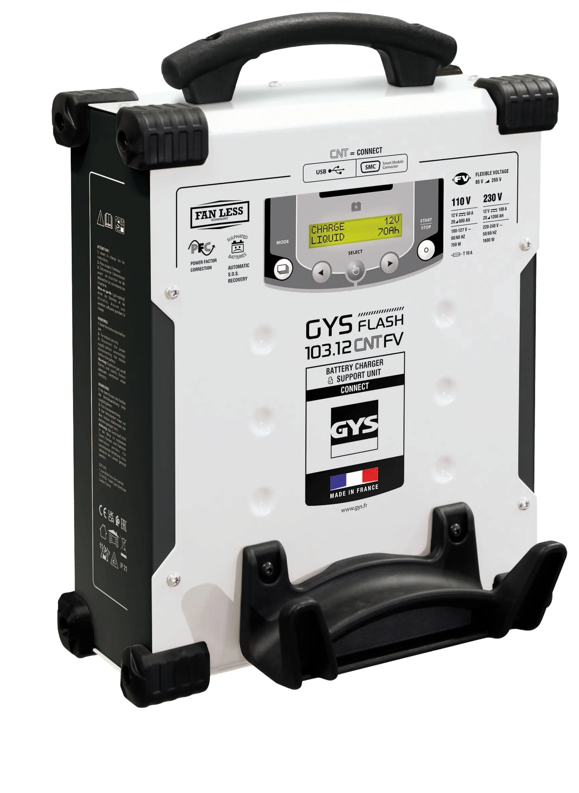 GYSFLASH - 103.12 CNT FV Chargeur d'atelier 12 V - 100 A 270 x 110 x 335 mm, câble de 5 m, 16 mm² GYSFLASH - 103.12 CNT FV Chargeur d'atelier 12 V - 100 A 270 x 110 x 335 mm, câble de 5 m, 16 mm²