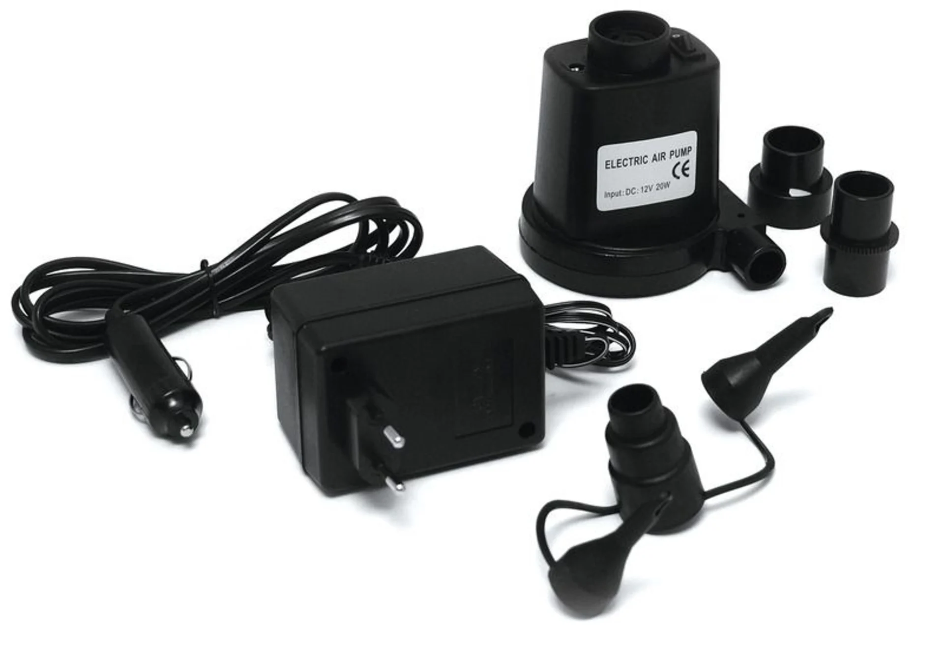 Pompe à air électrique Camp4 avec prise voiture 12V et transformateur 230V
