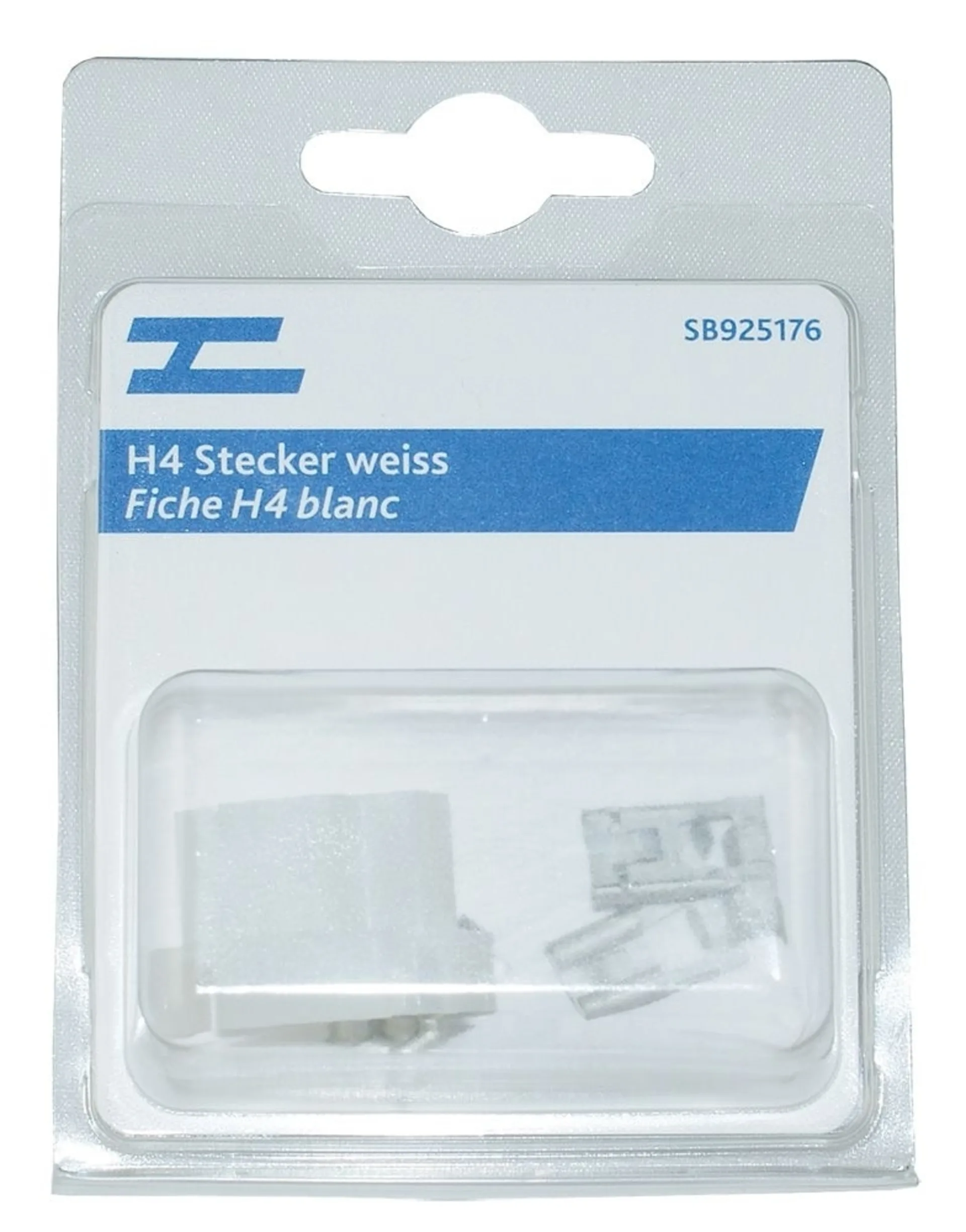 H4-Stecker weiss mit 3 Kabelschuhen
