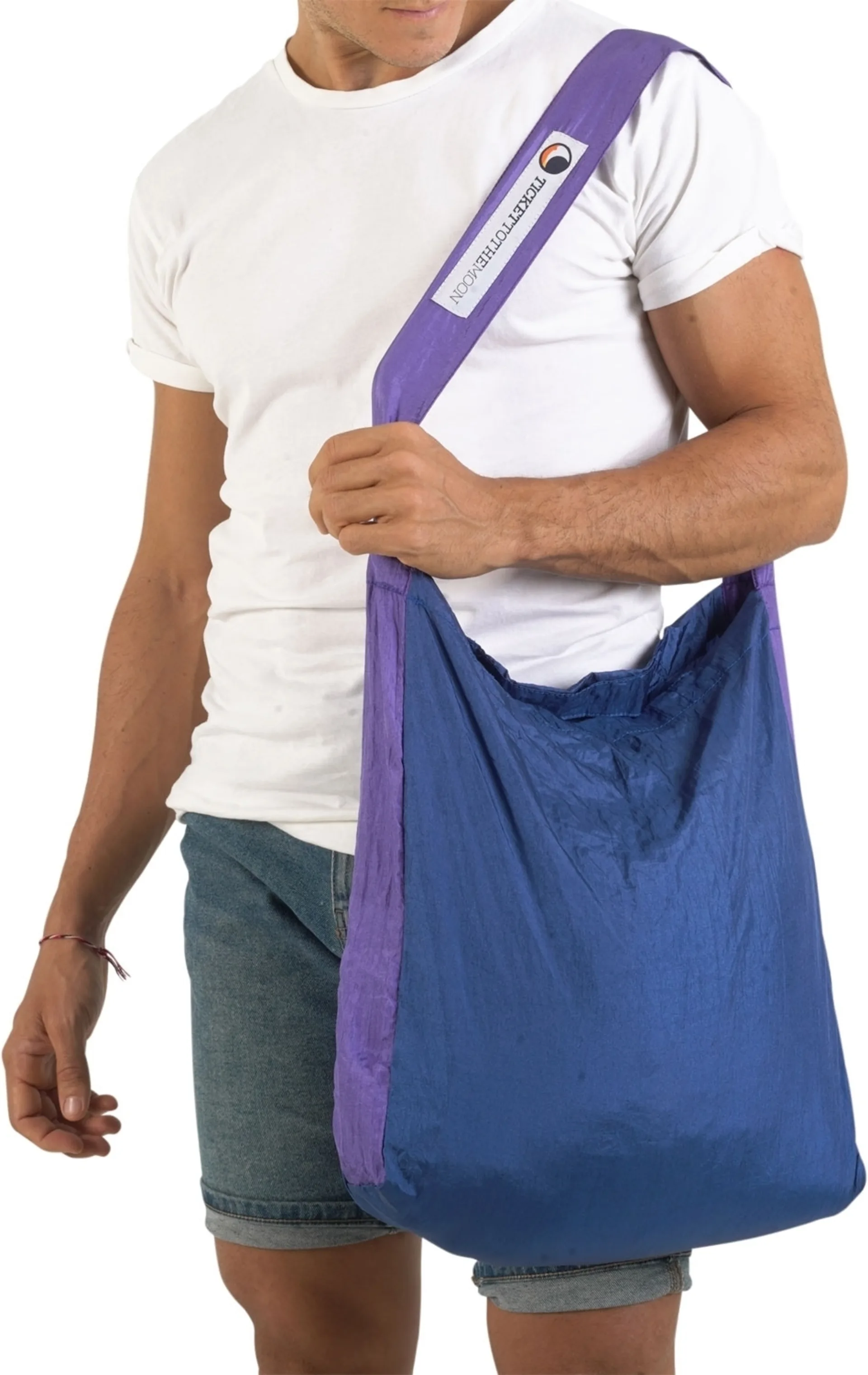 Sac écolo Ticket to the Moon, taille moyenne, 15 litres, bleu roi / violet
