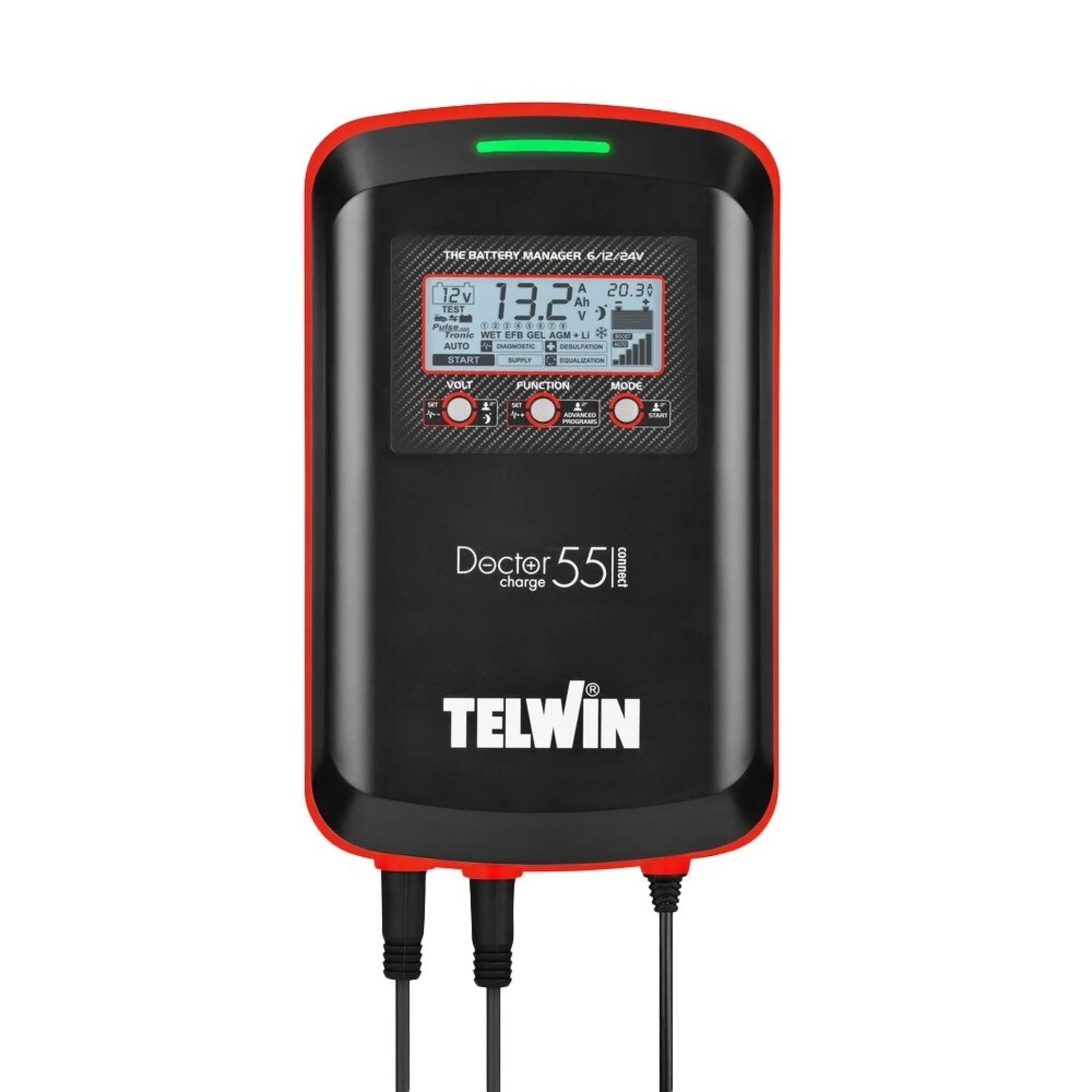 Telwin - Chargeur d'atelier Doctor Charge 55 Connect 6 - 24 V 200 x 330 x 92 mm, 6/12/24 V, 50 A Telwin - Chargeur d'atelier Doctor Charge 55 Connect 6 - 24 V 200 x 330 x 92 mm, 6/12/24 V, 50 A