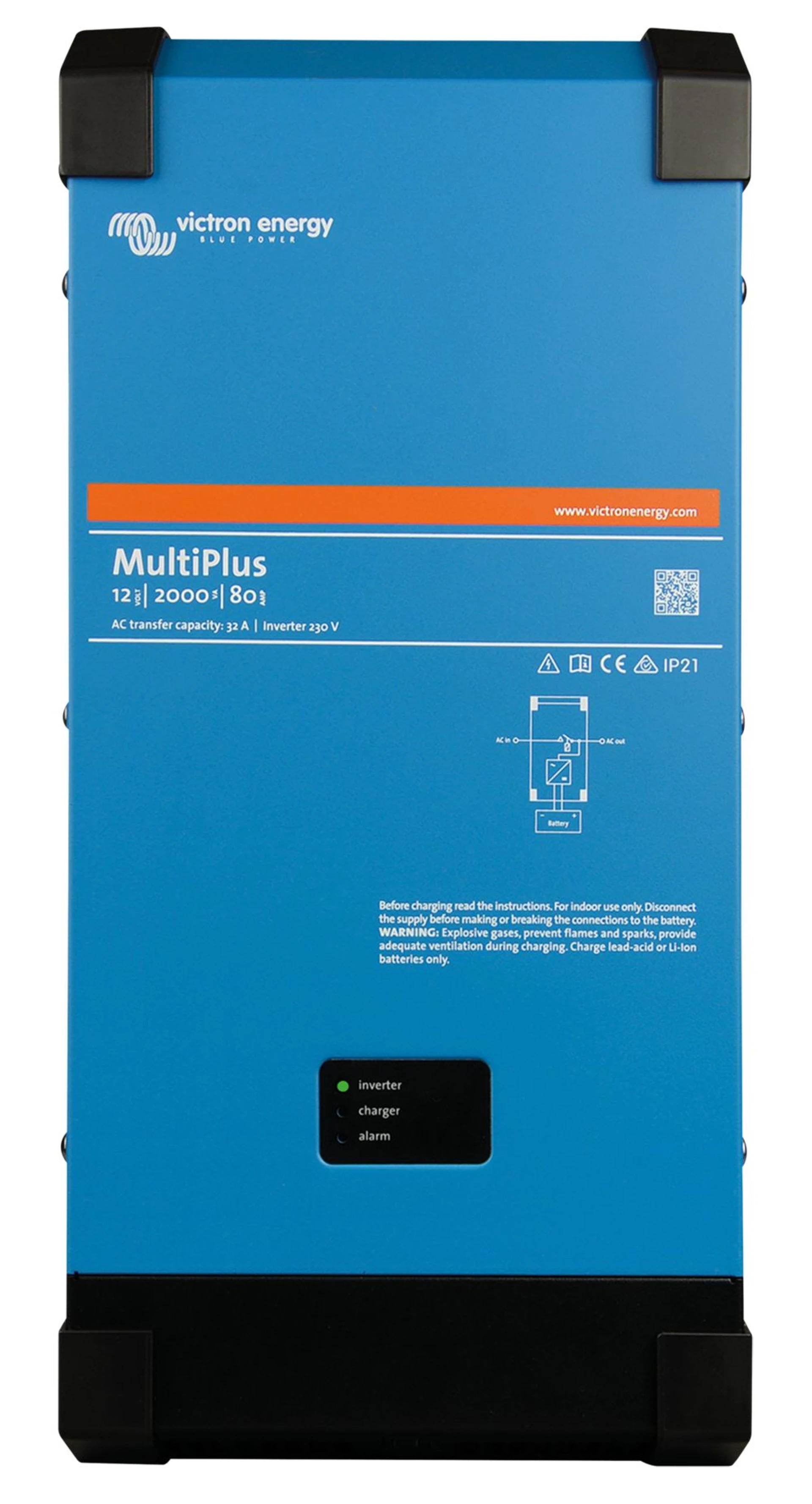 Victron - MultiPlus Wechselrichter/Ladegerät 12 V 1’600 W 506 x 236 x 147 mm, 12 V, 2’000 VA, 80 A