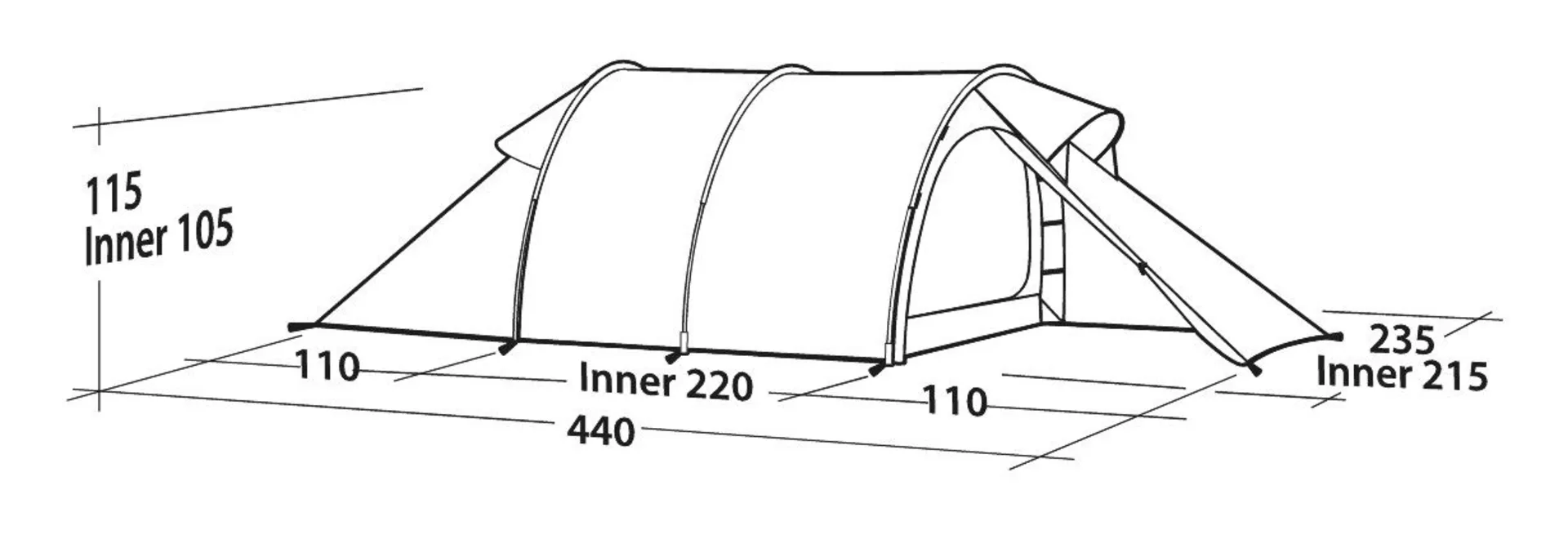 Robens Voyager 2EX Tente tunnel 2 personnes 395 x 150 x 105 cm