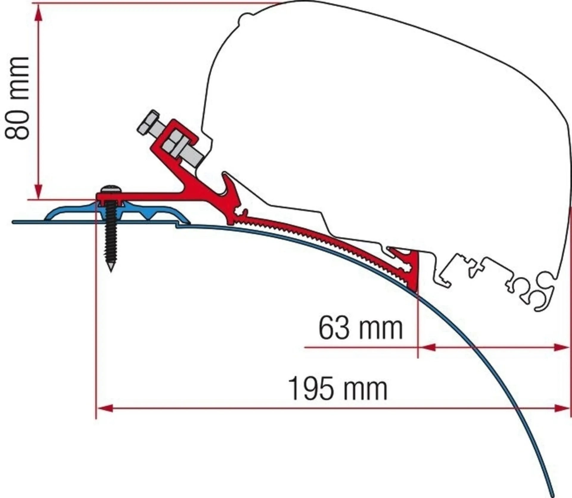 Adapter Kit für Fiamma F80 Markise an Laika Kreos ab 2021 mit 4x15 cm