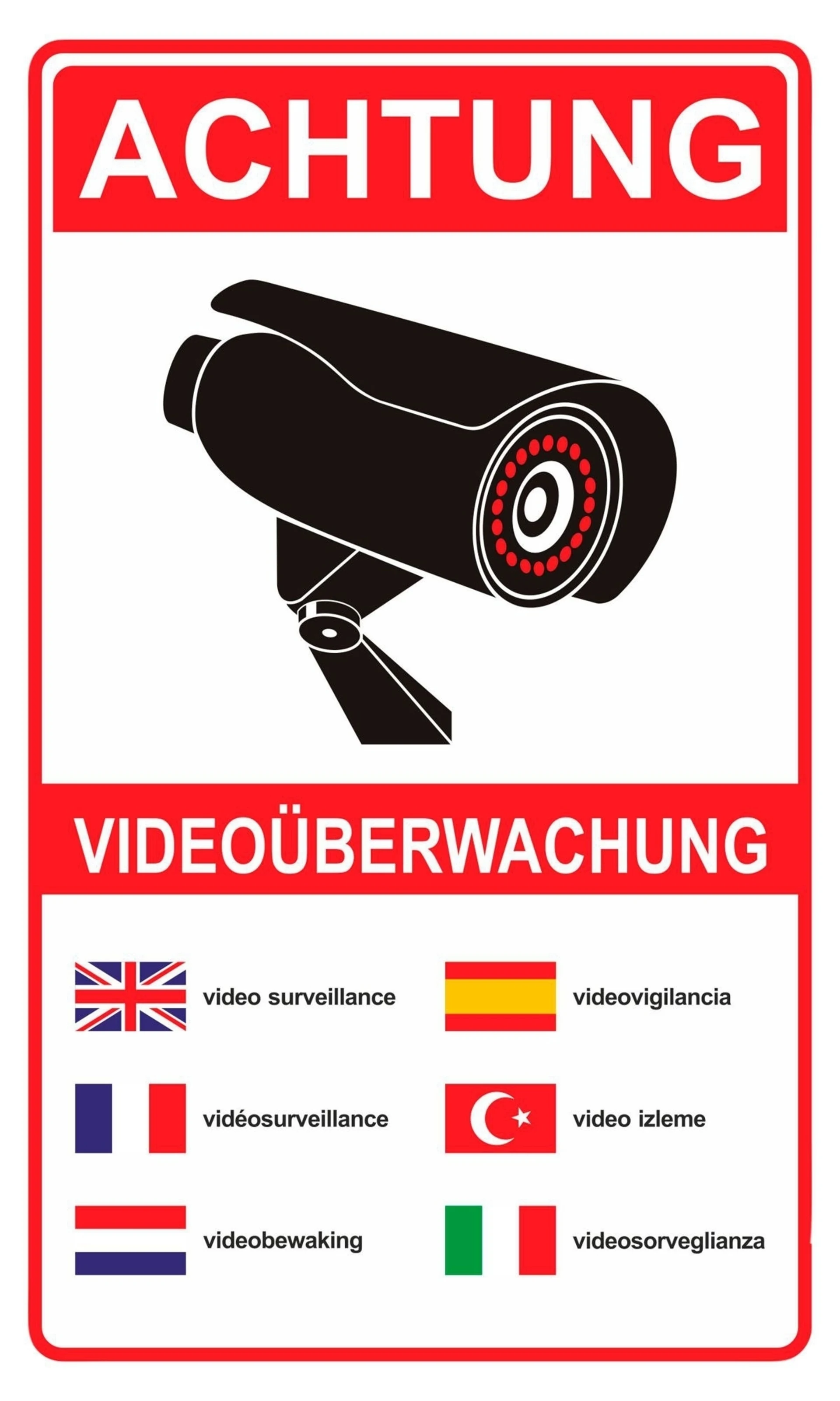 Schütz Achtung Videoüberwachung Staßenschild 250 x 150 x 0,7 mm