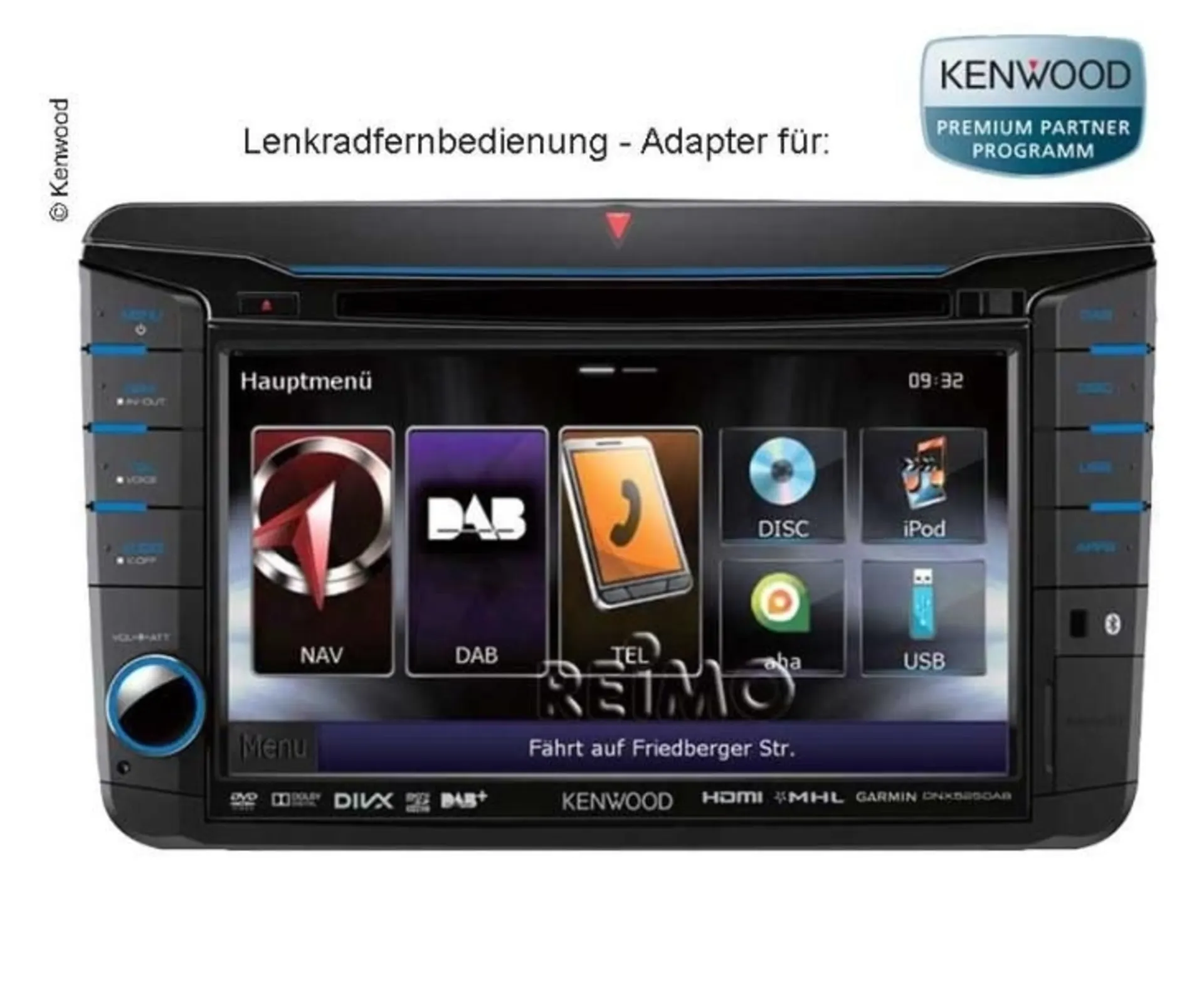 Kenwood Adaptateur de système de navigation pour VW T5 Télécommande au volant