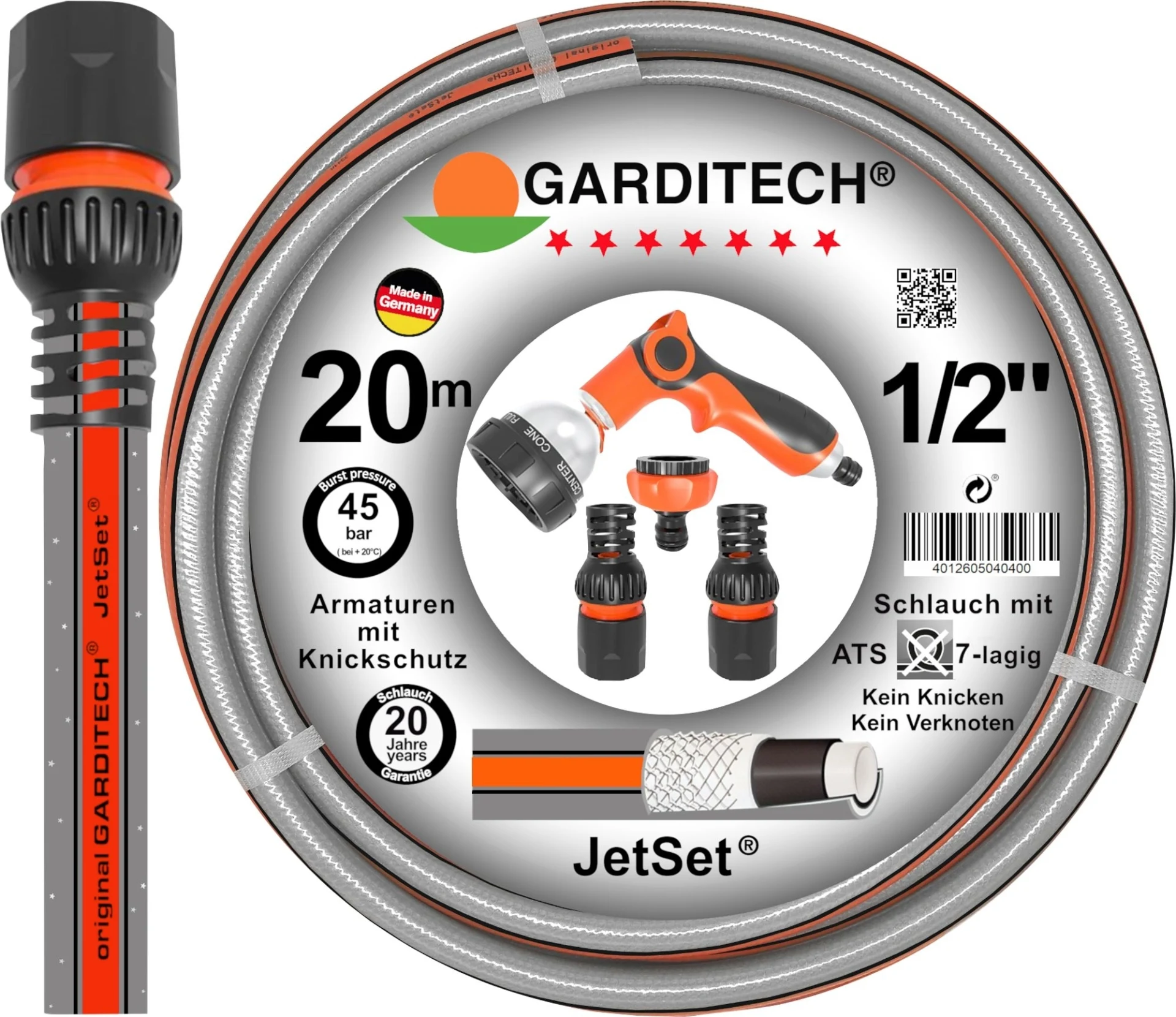 Garditech JetSet Premiumschlauchset mit Armaturen 20 m Garditech JetSet Premiumschlauchset mit Armaturen 20 m