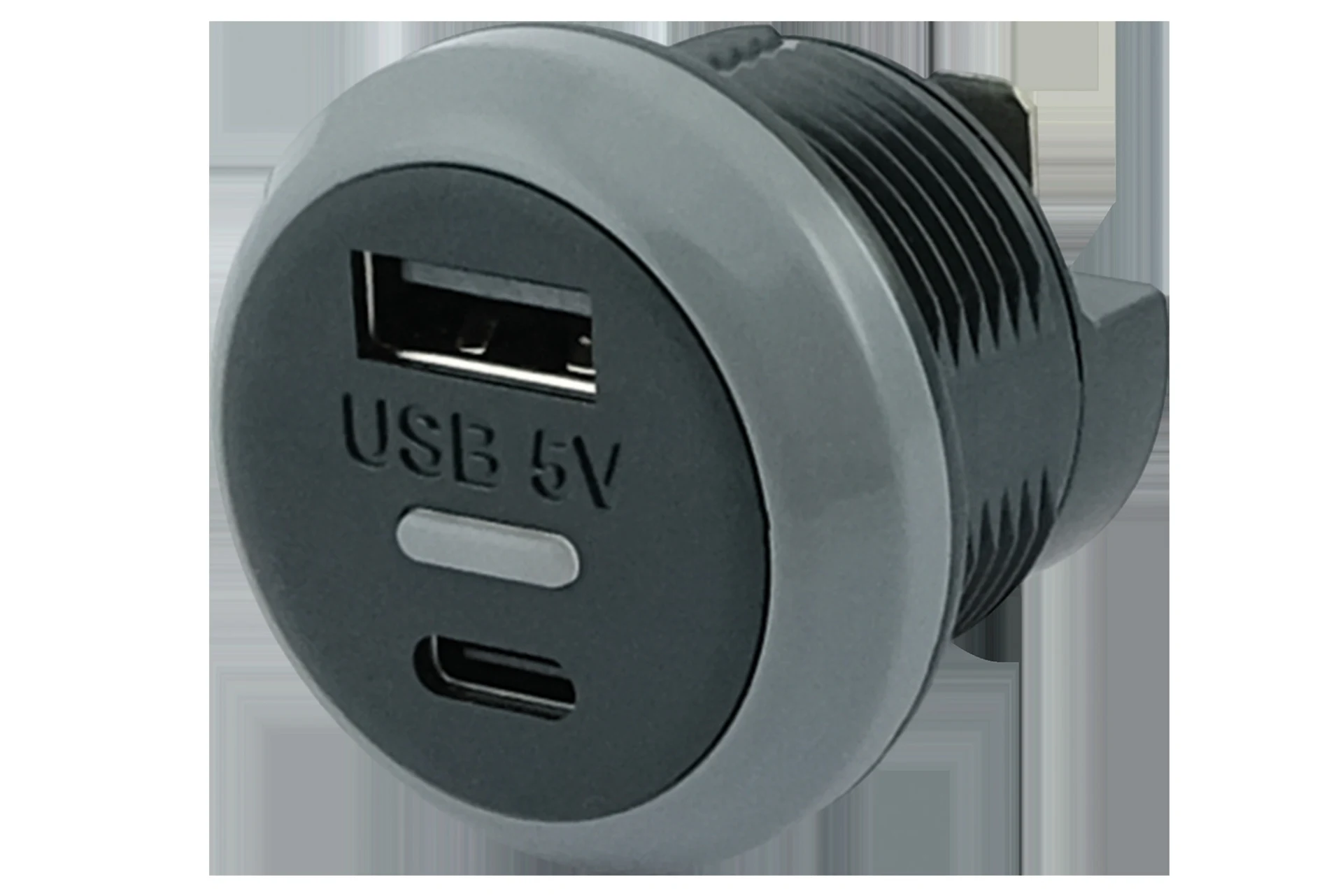 Einbausteckdose - USB-A/C ø 30 mm, 12/24 V --> 3.6 A, für Apple und Android