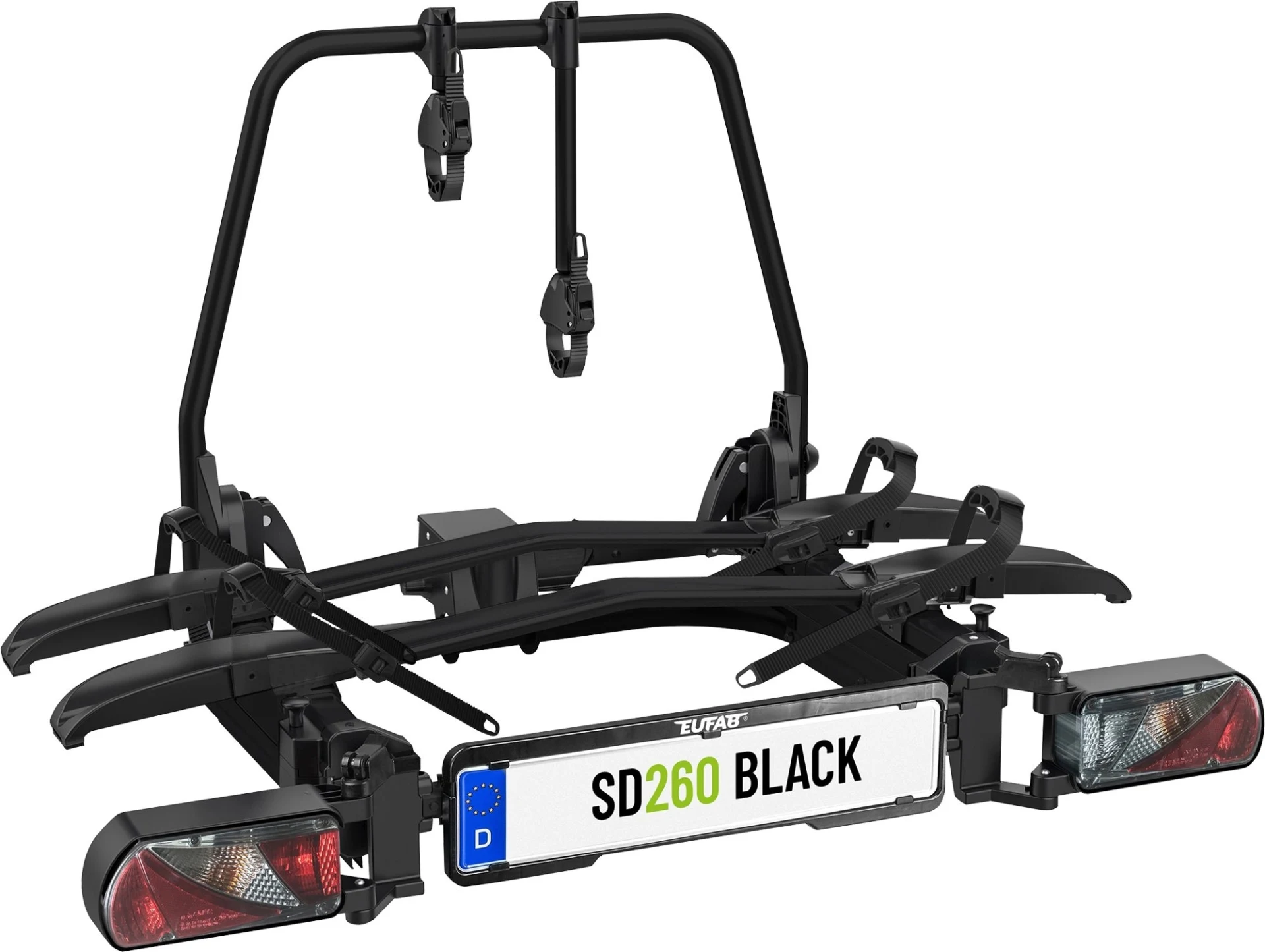 Eufab SD260 Kupplungs-Fahrradträger Schwarz für Flügeltür Kastenwagen für 2 Fahrräder