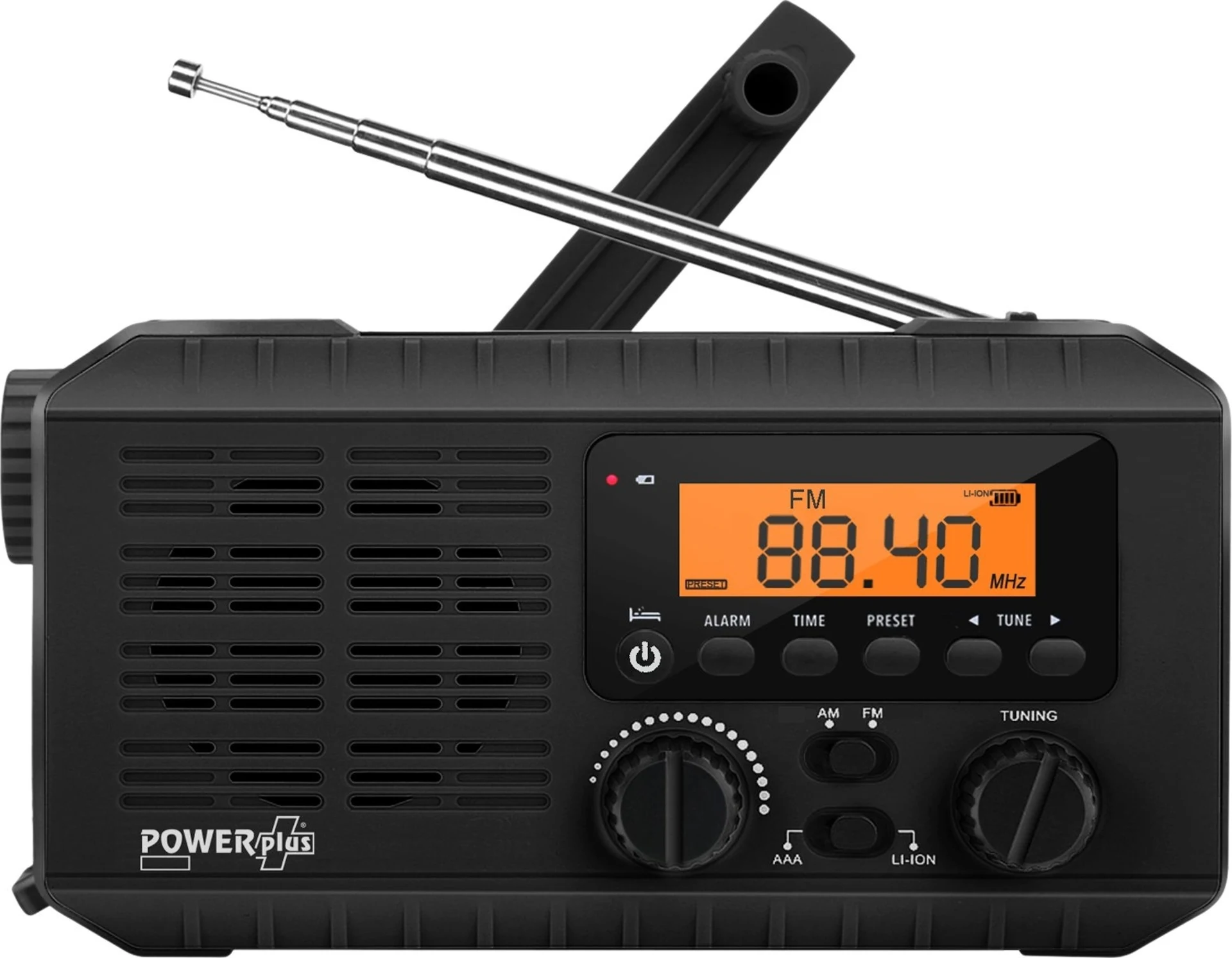 Radio PowerPlus Ox à manivelle avec panneau solaire / batterie externe / port USB et lampe