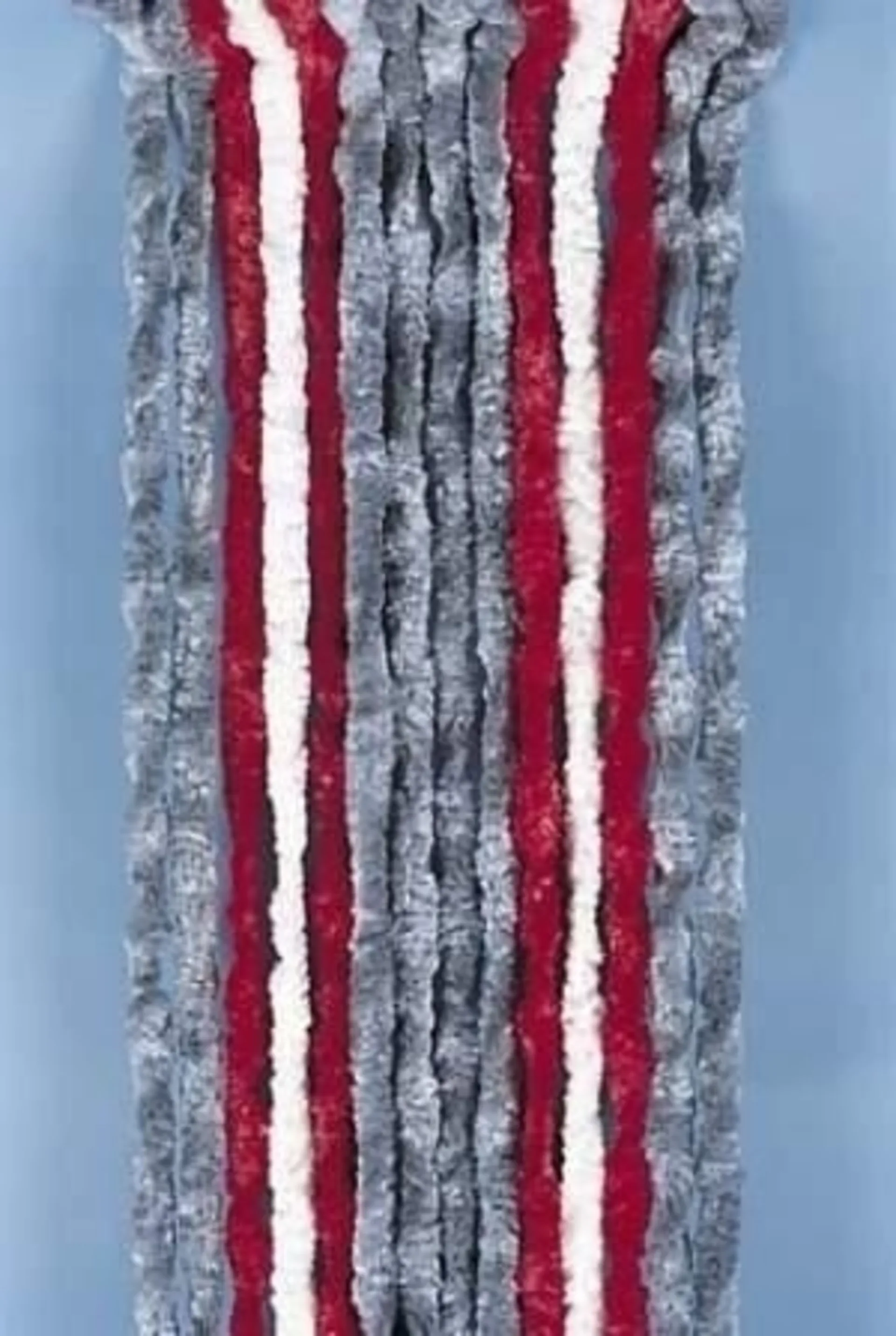 Rideau velours chenille pour portes de caravane - 56x185 cm (gris/rouge/blanc)