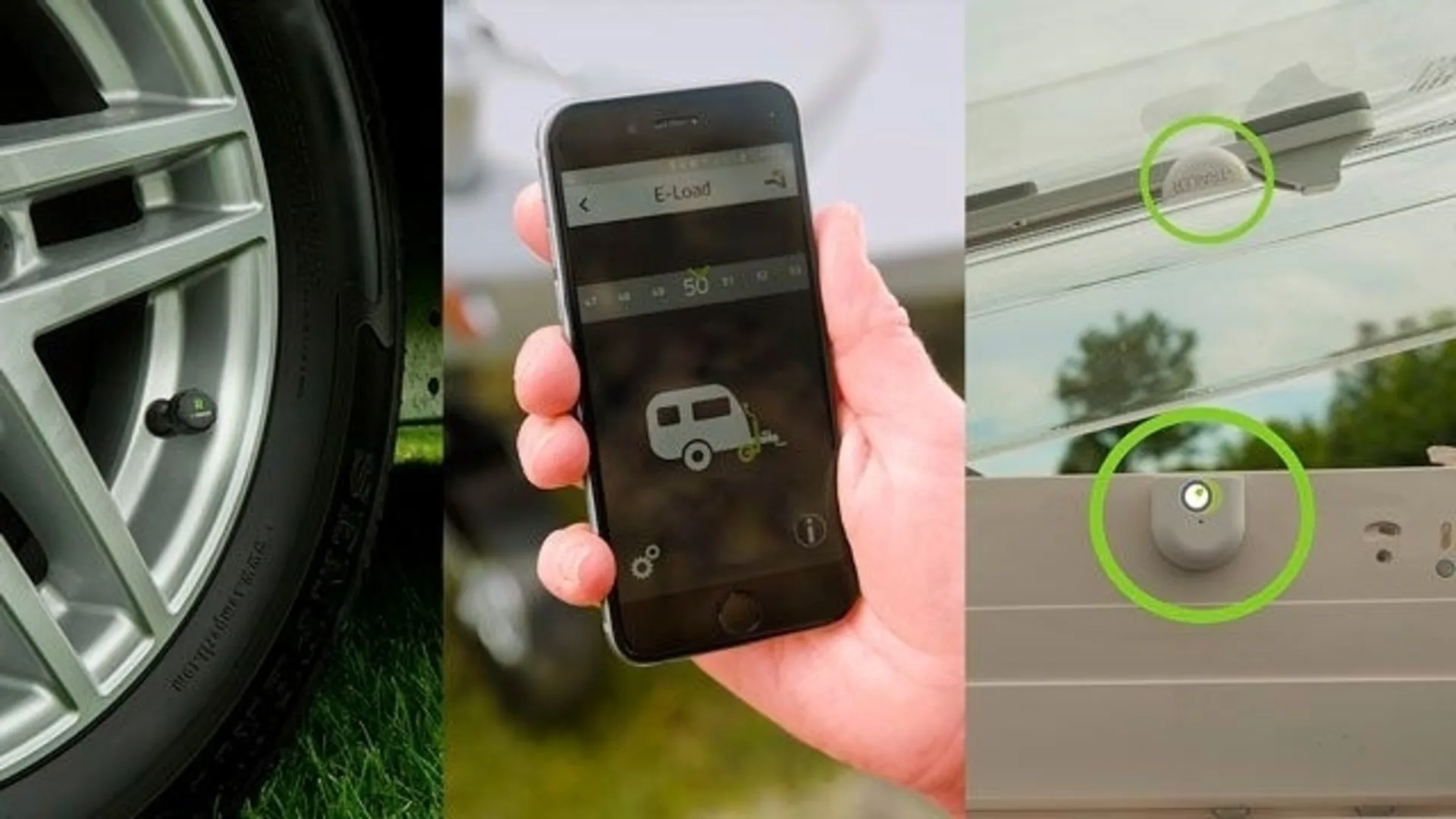 E-Trailer Sicherheitspaket Wohnwagen zur Überprüfung von Reifendruck / Stützlast / geöffneter Fenster