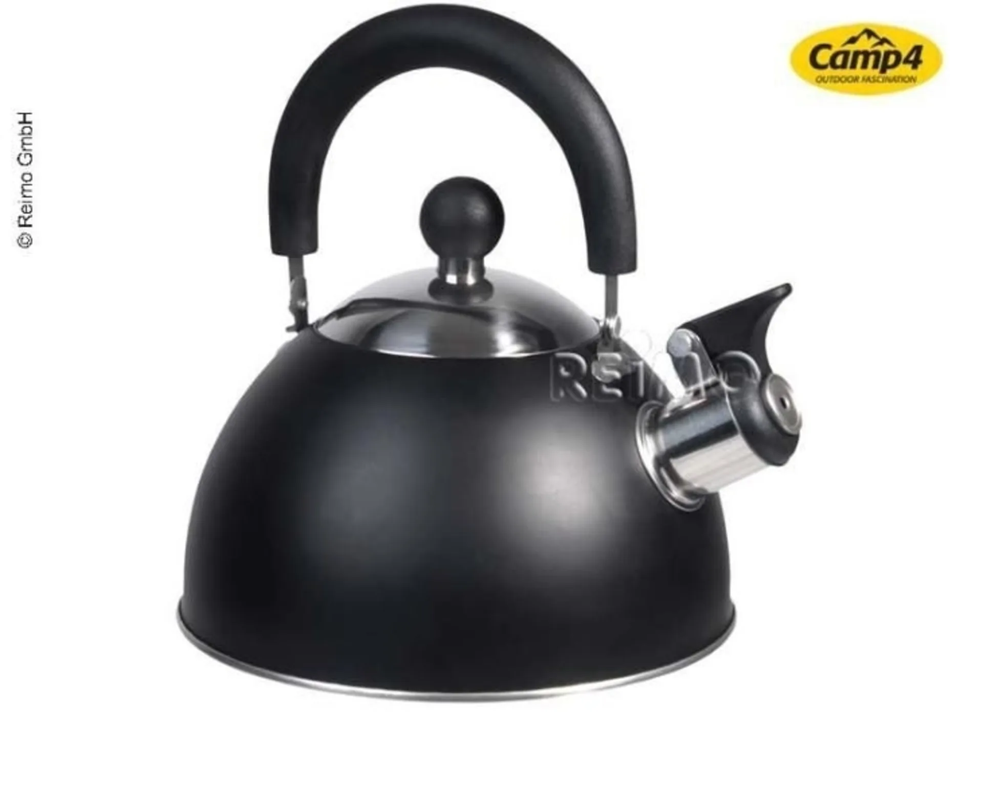 Camp4 Bouilloire à flûte en acier inoxydable Chiara 1,5 litre avec sifflet et fond sandwich