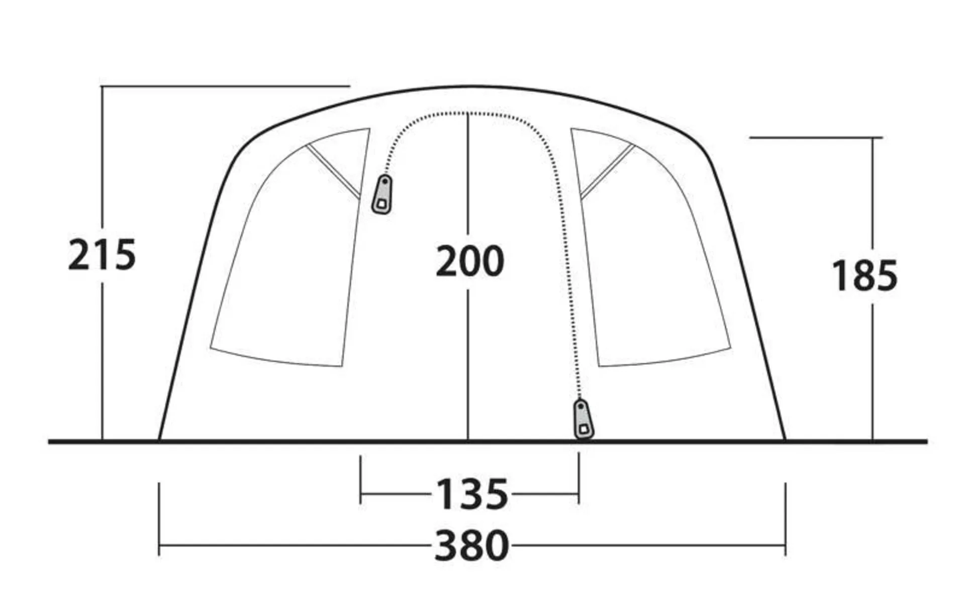 Tente tunnel Outwell Colorado 6 Air à quatre pièces pour 6 personnes Tente tunnel Outwell Colorado 6 Air à quatre pièces pour 6 personnes