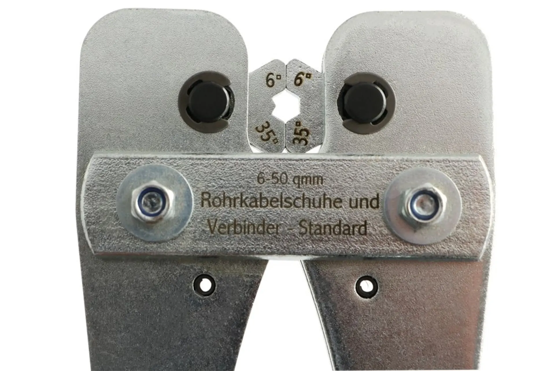 Presszange f. Rohrkabelschuhe 6-50mm2 6-50mm2, hexagonale Pressung, leicht einstellb. Presszange f. Rohrkabelschuhe 6-50mm2 6-50mm2, hexagonale Pressung, leicht einstellb.