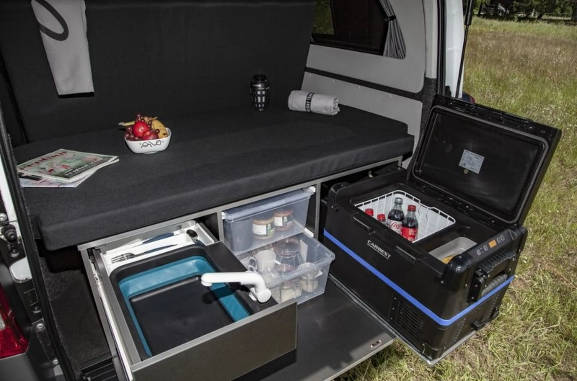 Reimo CampingBox für VW T6.1/T6/T5 und Mercedes Benz Vito mit Weekender Sitzbank