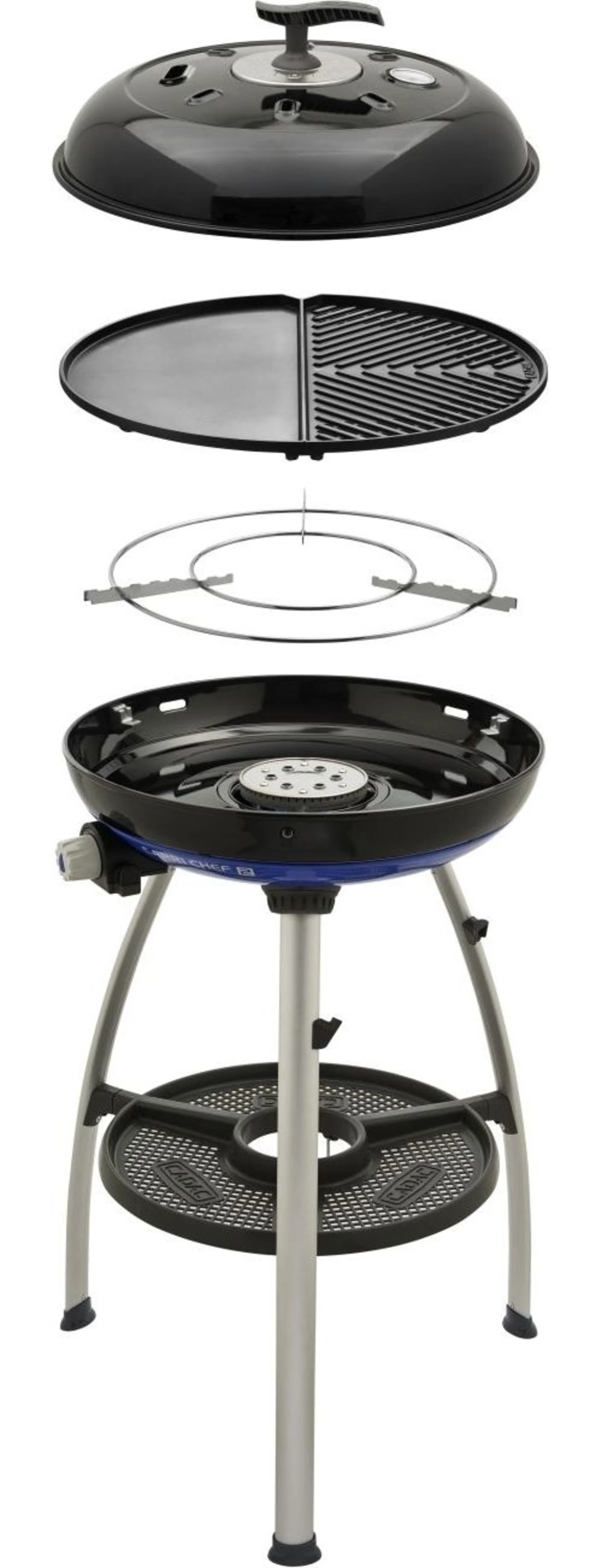 Cadac Gasgrill Carri Chef 50 mbar mit BBQ/Plancha, Topfständer und Deckel Cadac Gasgrill Carri Chef 50 mbar mit BBQ/Plancha, Topfständer und Deckel