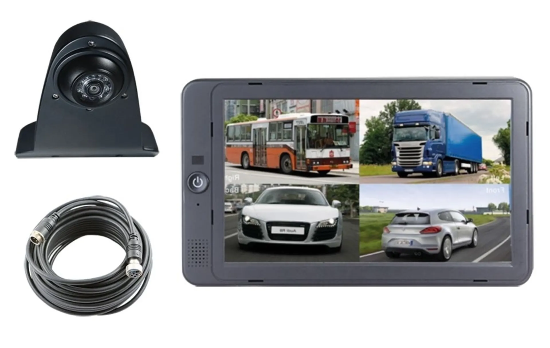 Rückfahrkamerasystem HD 1080p, 7“ 12/24 V Monitor und Top View Kamera