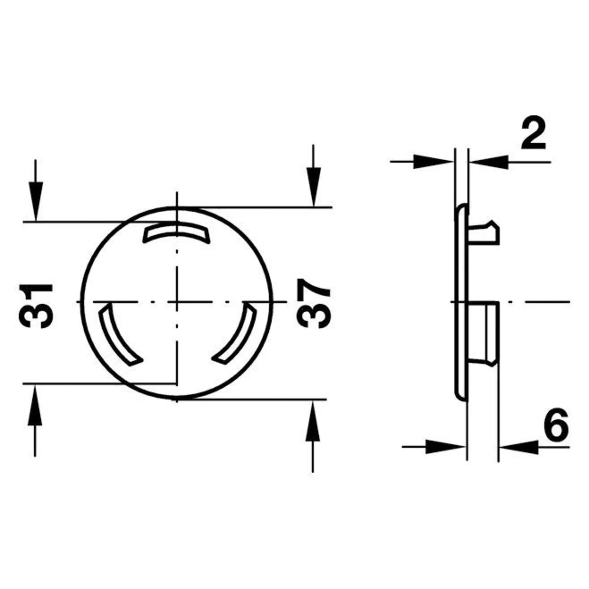 Lüftungsrosette ø 37 mm, flach, weiss