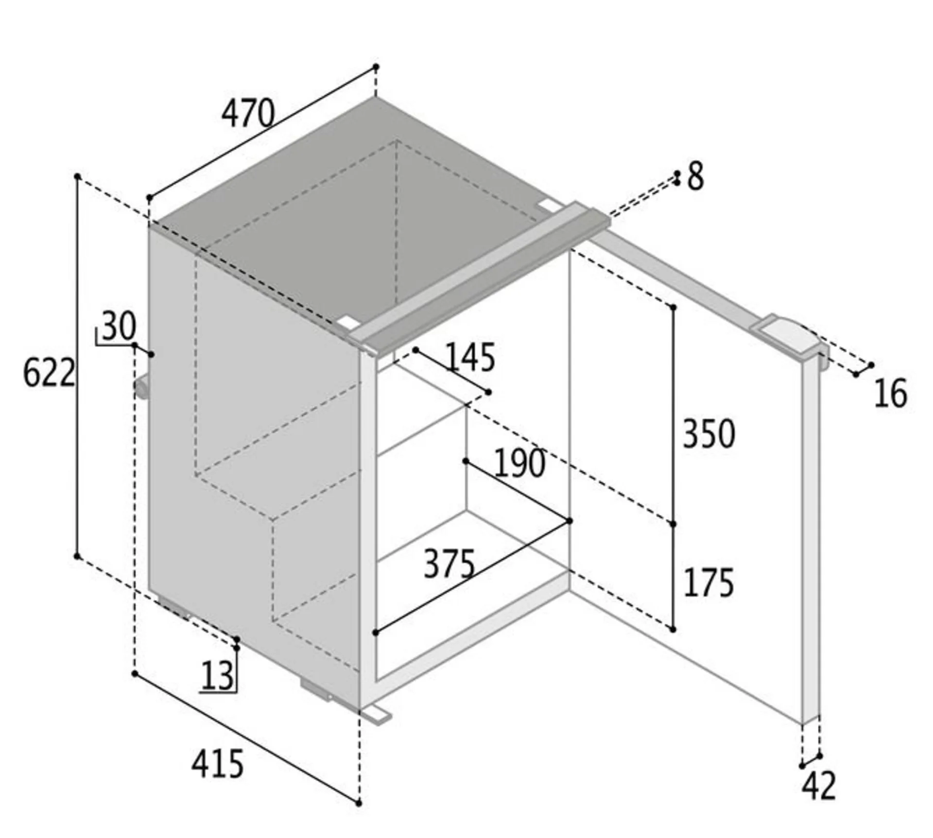 Vitrifrigo C60i Kompressor-Kühlschrank - Grau, 60 Liter mit Airlock-System
