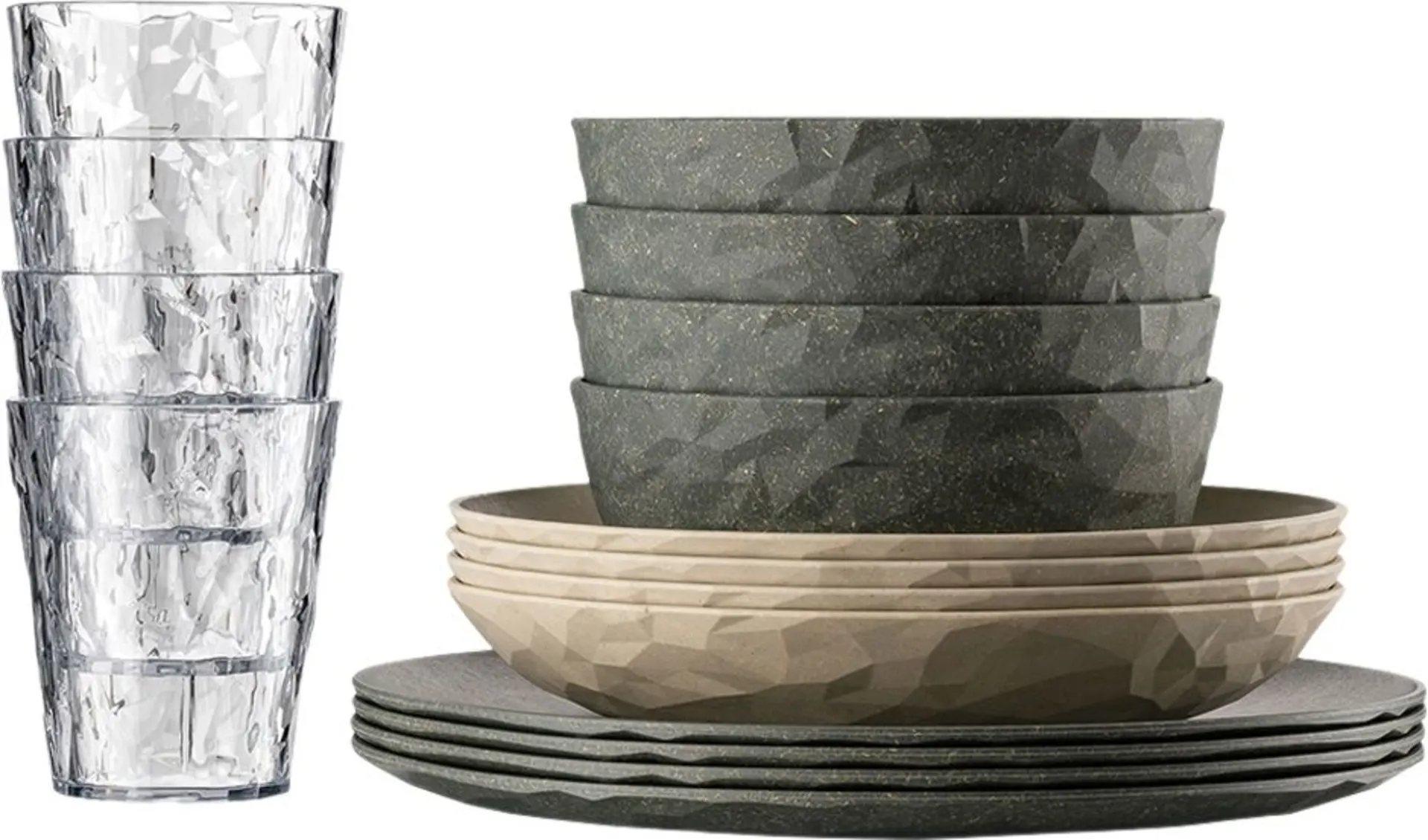 Koziol Göteborg Geschirr-Set 16-tlg. nature ash grey/dessert sand