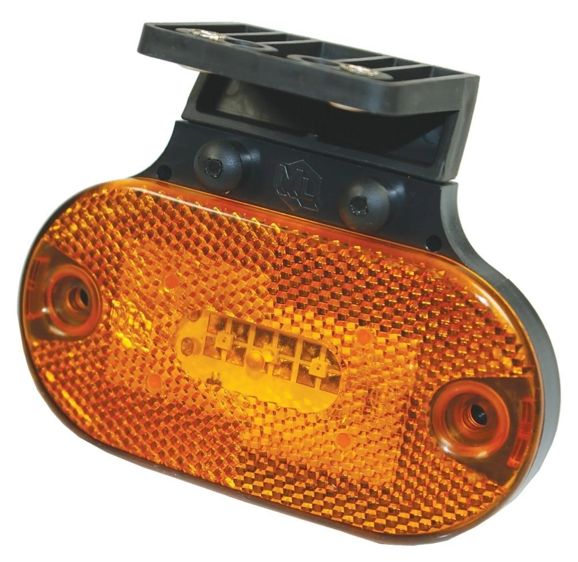 ML - LED-Seitenmarkierleuchte 24V 110x55mm, Halter 90° nach vorne, Abdeckung für 2-Pol-Stecker optional (Art-nr. 500999)
