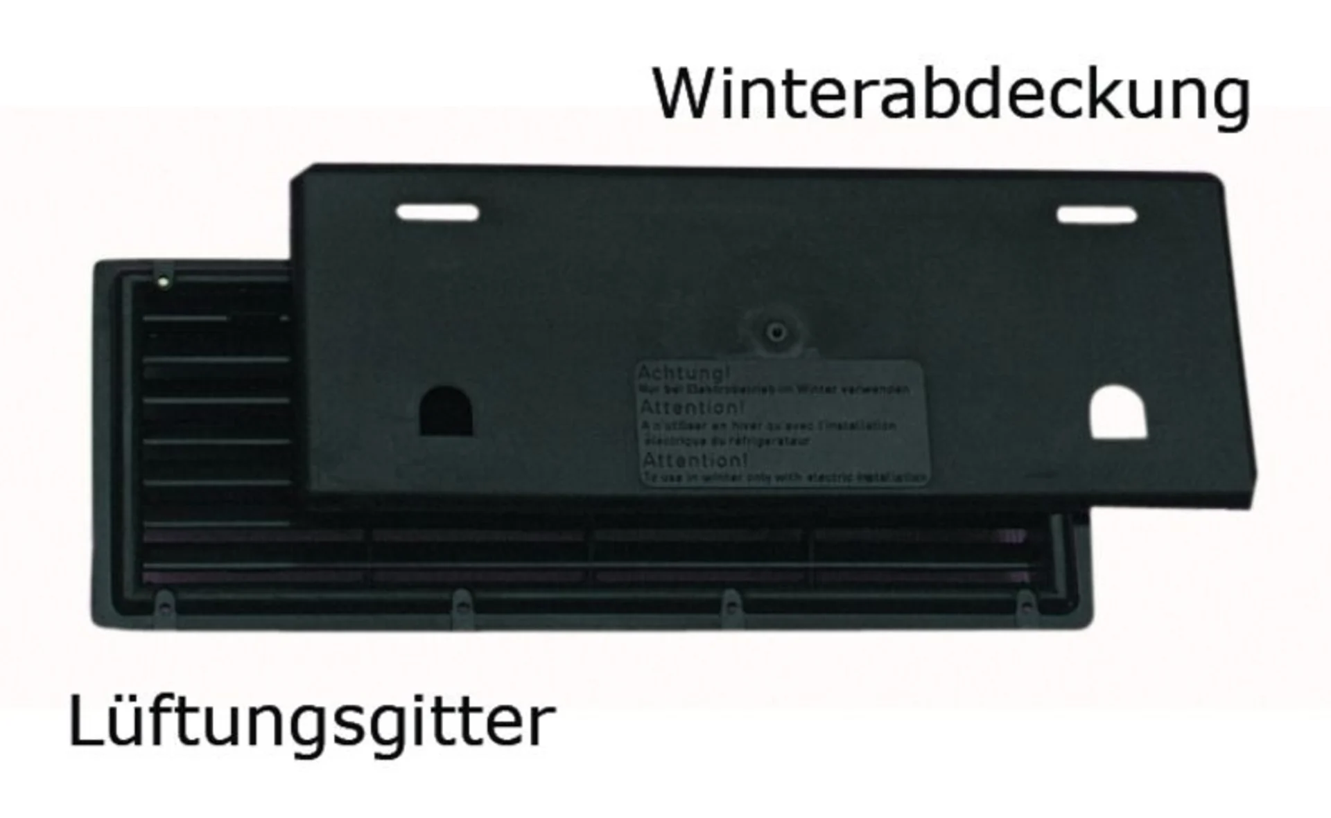Grille d'aération 375x150 mm avec couverture hivernale en noir