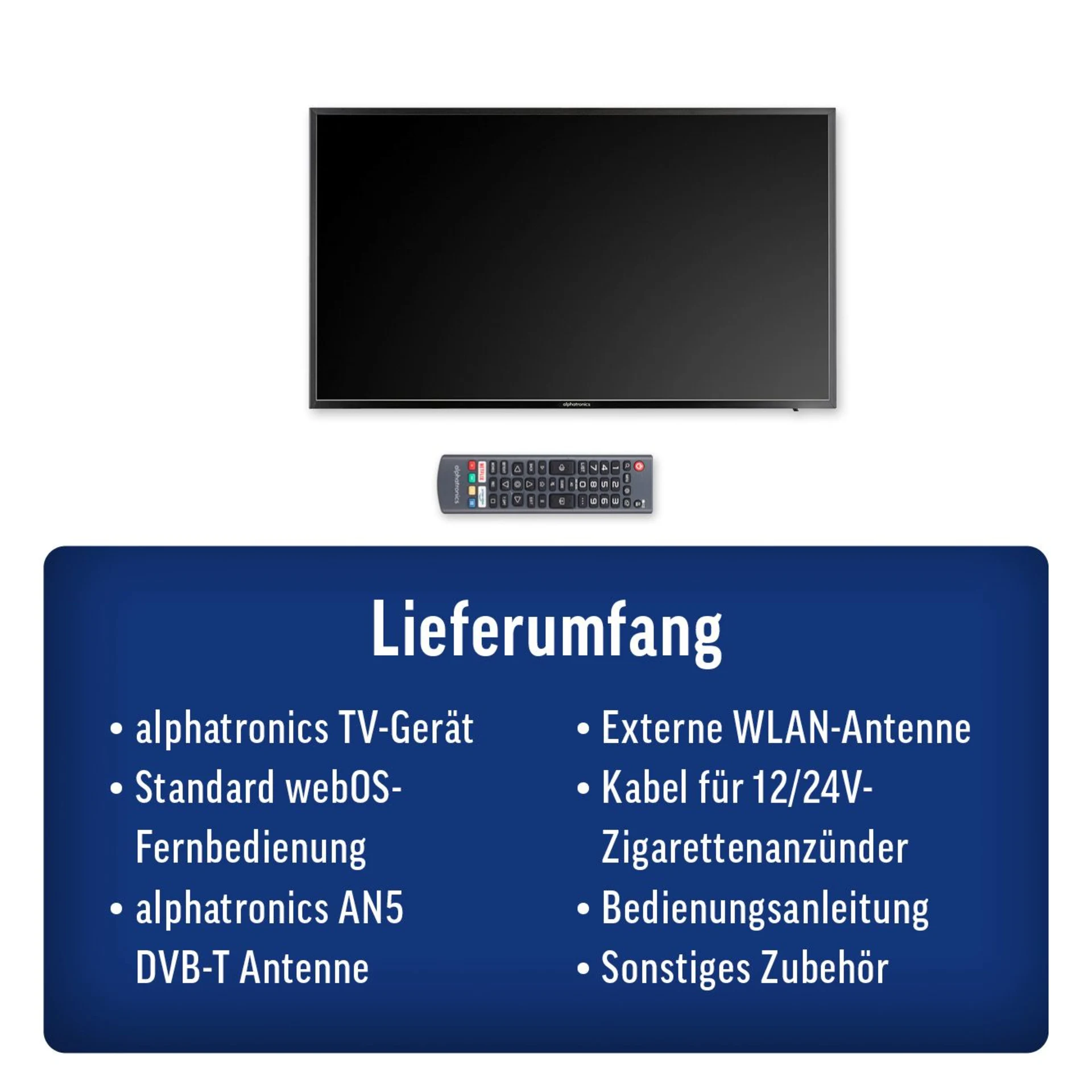 Téléviseur alphatronics SL-40 W, 40 pouces, 12 V/24 V, Smart TV Téléviseur alphatronics SL-40 W, 40 pouces, 12 V/24 V, Smart TV