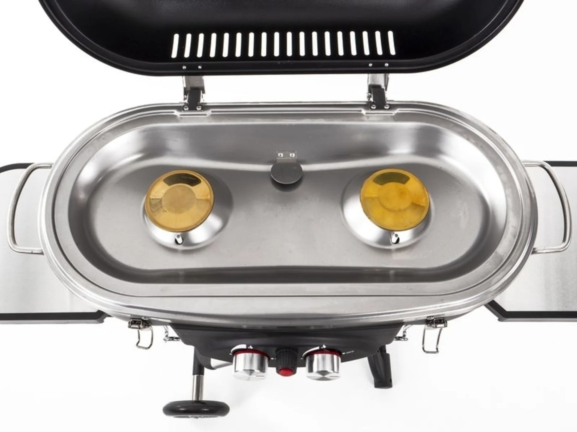 Camp4 Trolley Grill mit Piezo-Zündung und 2-Kochplatten