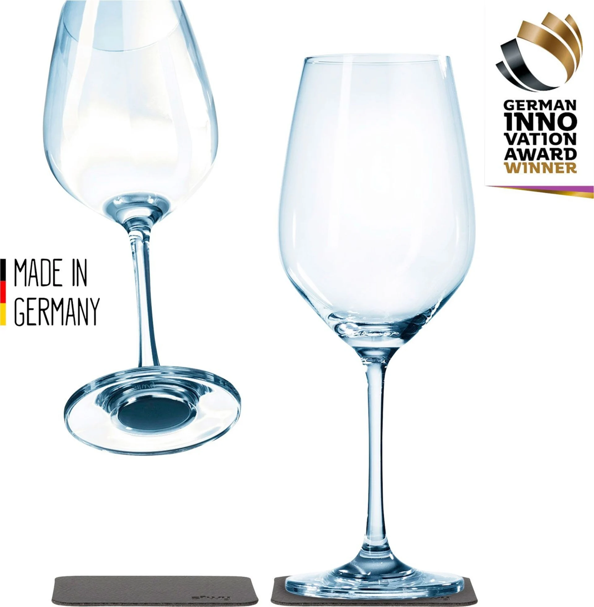 Silwy Wein-Magnet-Kristallgläser mit Untersetzer 2er-Set 250 ml