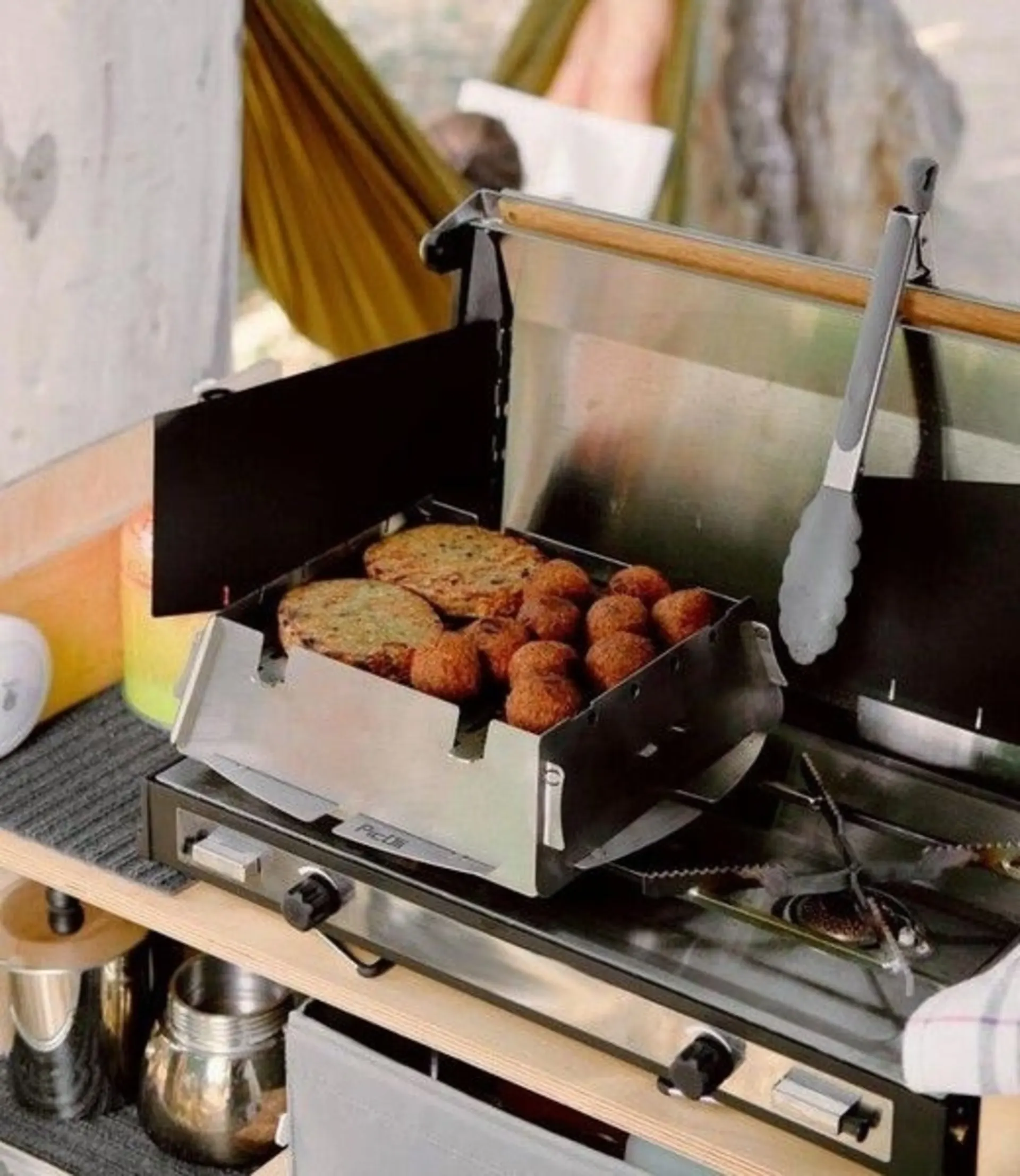 Steckbarer Grill-Aufsatz für Gaskocher aus Edelstahl