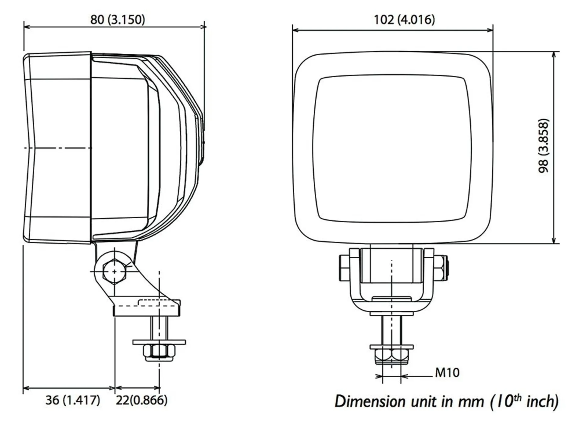 ABL - LED-Arbeitsscheinwerfer 12/24 V 102 x 98 mm, 850 Lumen, IP69K, 12 - 36 V, 11 W