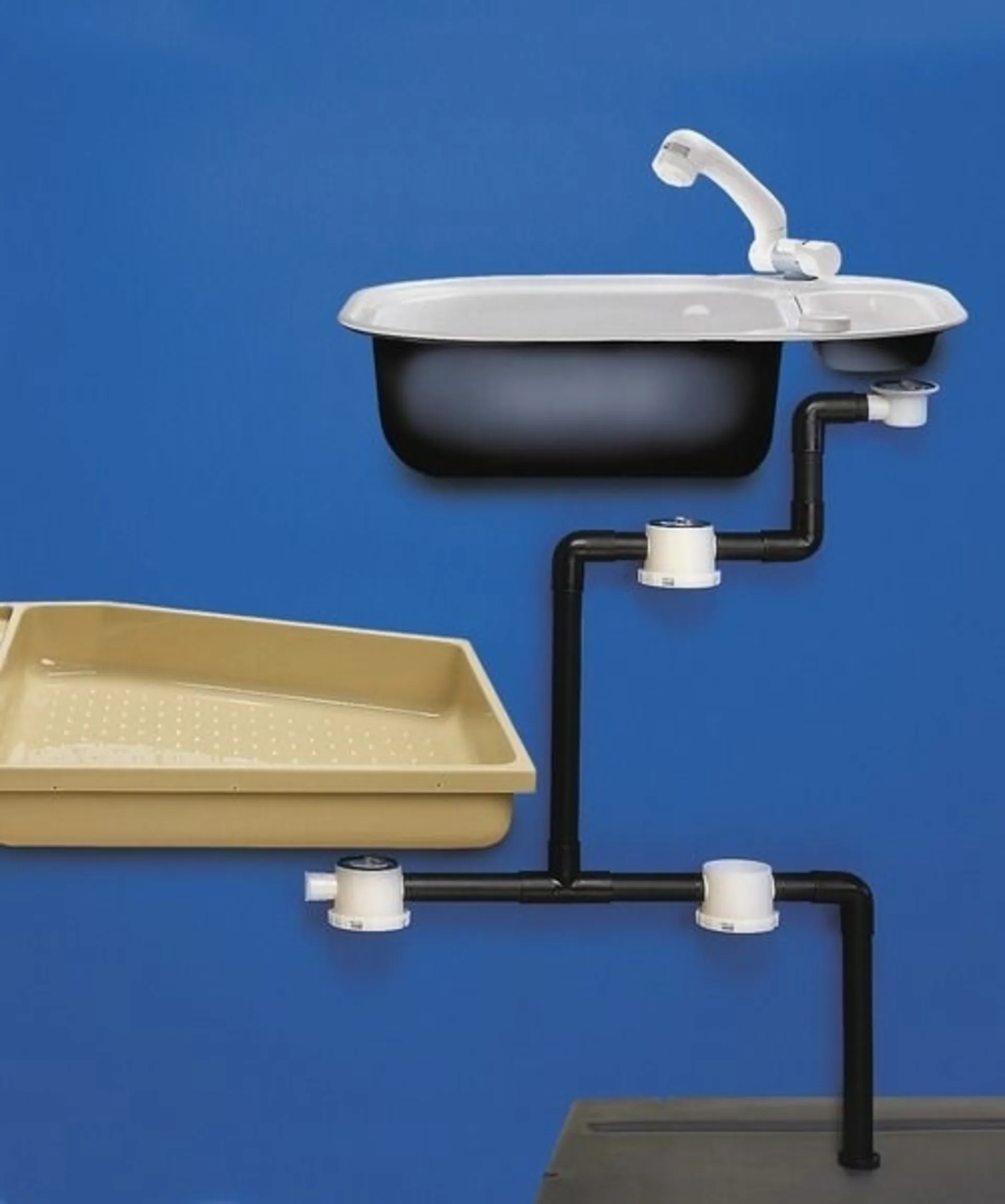 Wasserablaufgarnitur für Abwassersystem mit geradem Ablauf und Abwasserrohr Ø 28mm