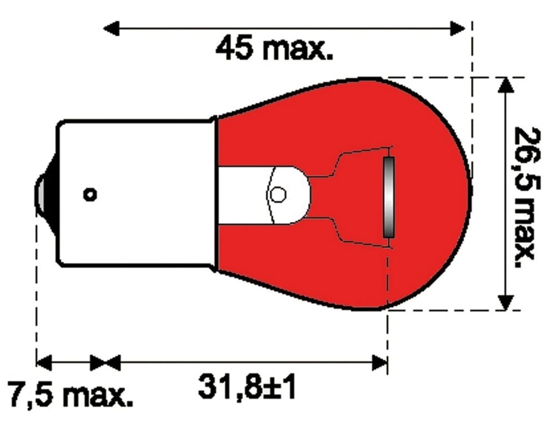 Philips Glühlampe 12V 21W BAW15s *ROT*