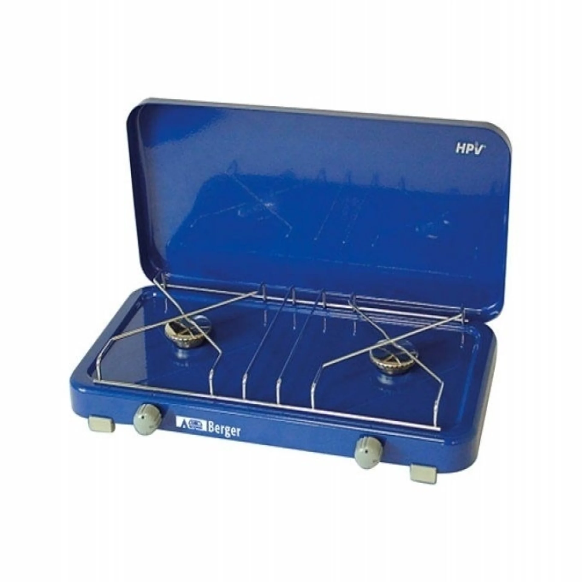 Berger 2-flammiger Gaskocher blau 3,2 kw, 50 mbar und Zündsicherung