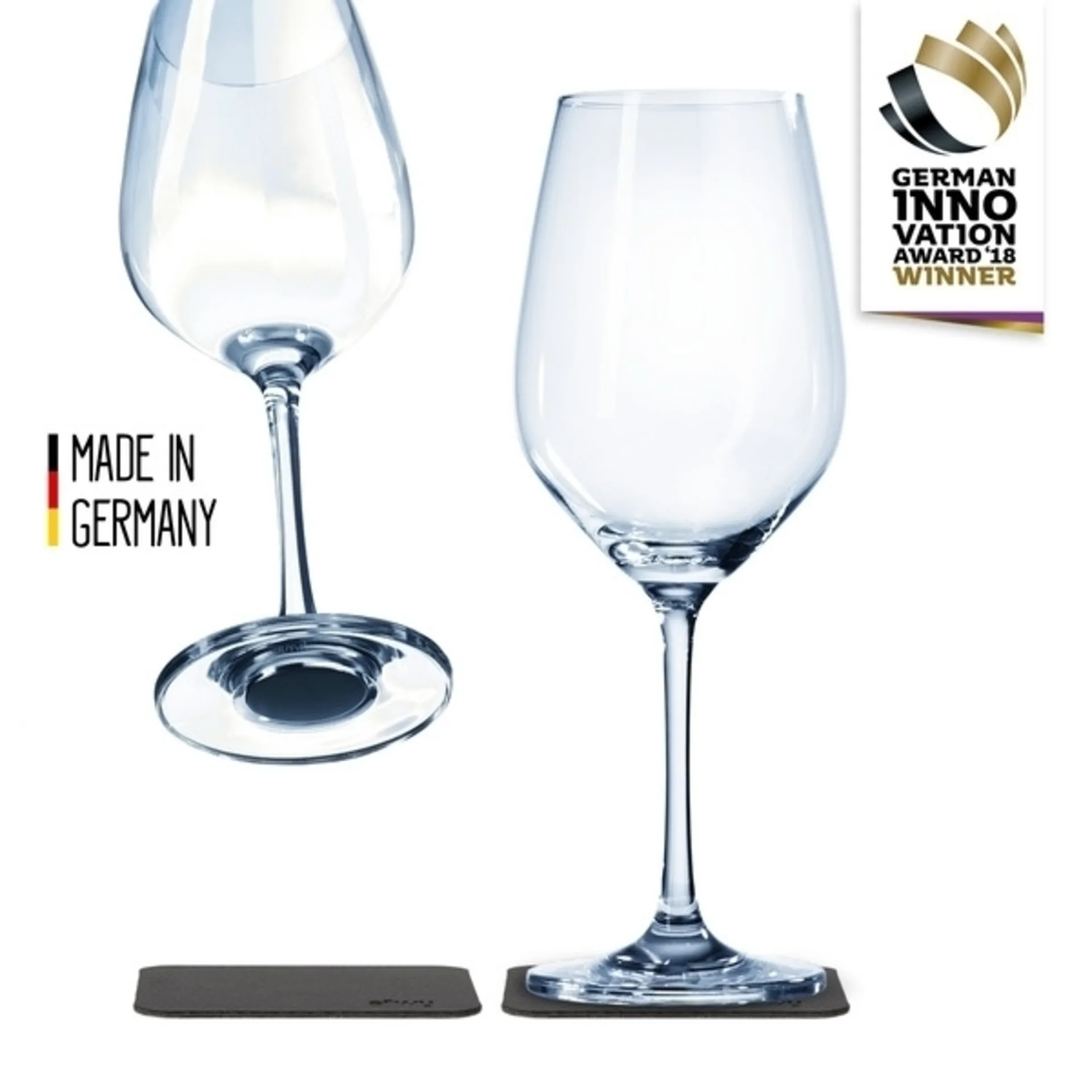 Silwy Wein-Magnet-Kristallgläser mit Untersetzer 2er-Set 250 ml