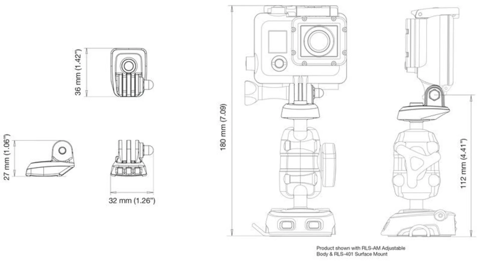 Halterung für GoPro und Garmin mit Universal-Befestigung