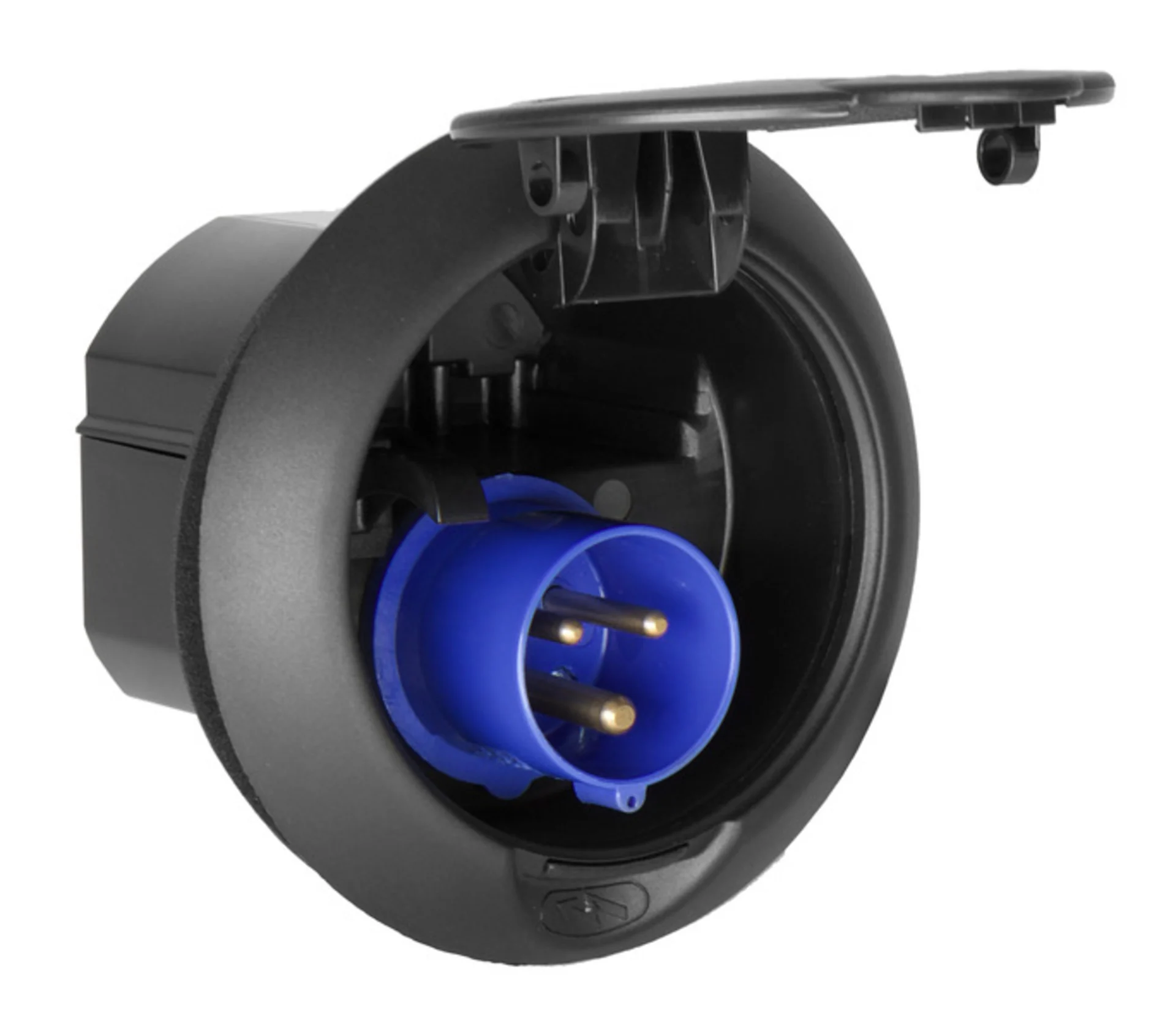 CEE-Eingangssteckdose schwarz 230V Rund