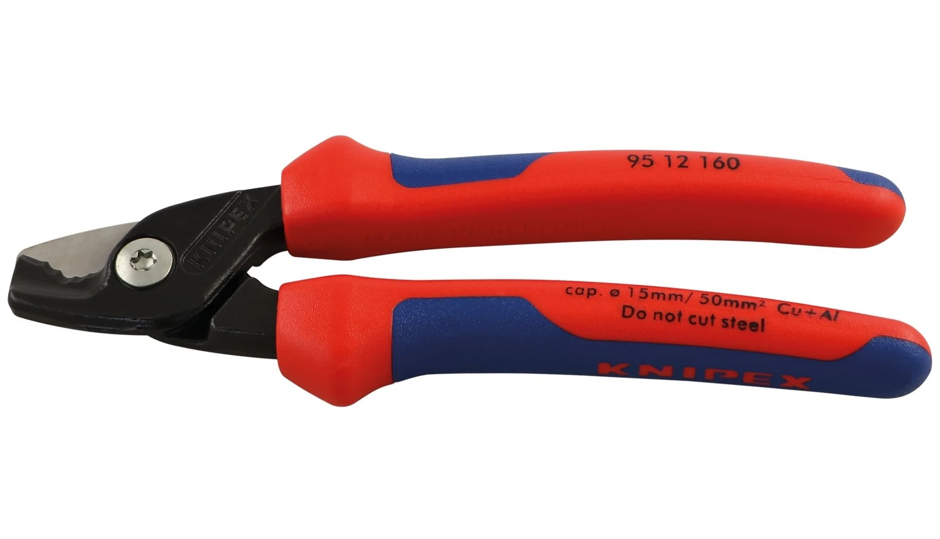 Knipex StepCut Kabelschere 160 mm schneidet Kabel bis zu ø 15 mm (50 mm2) ohne zu quetschen und mit wenig Kraftaufwand