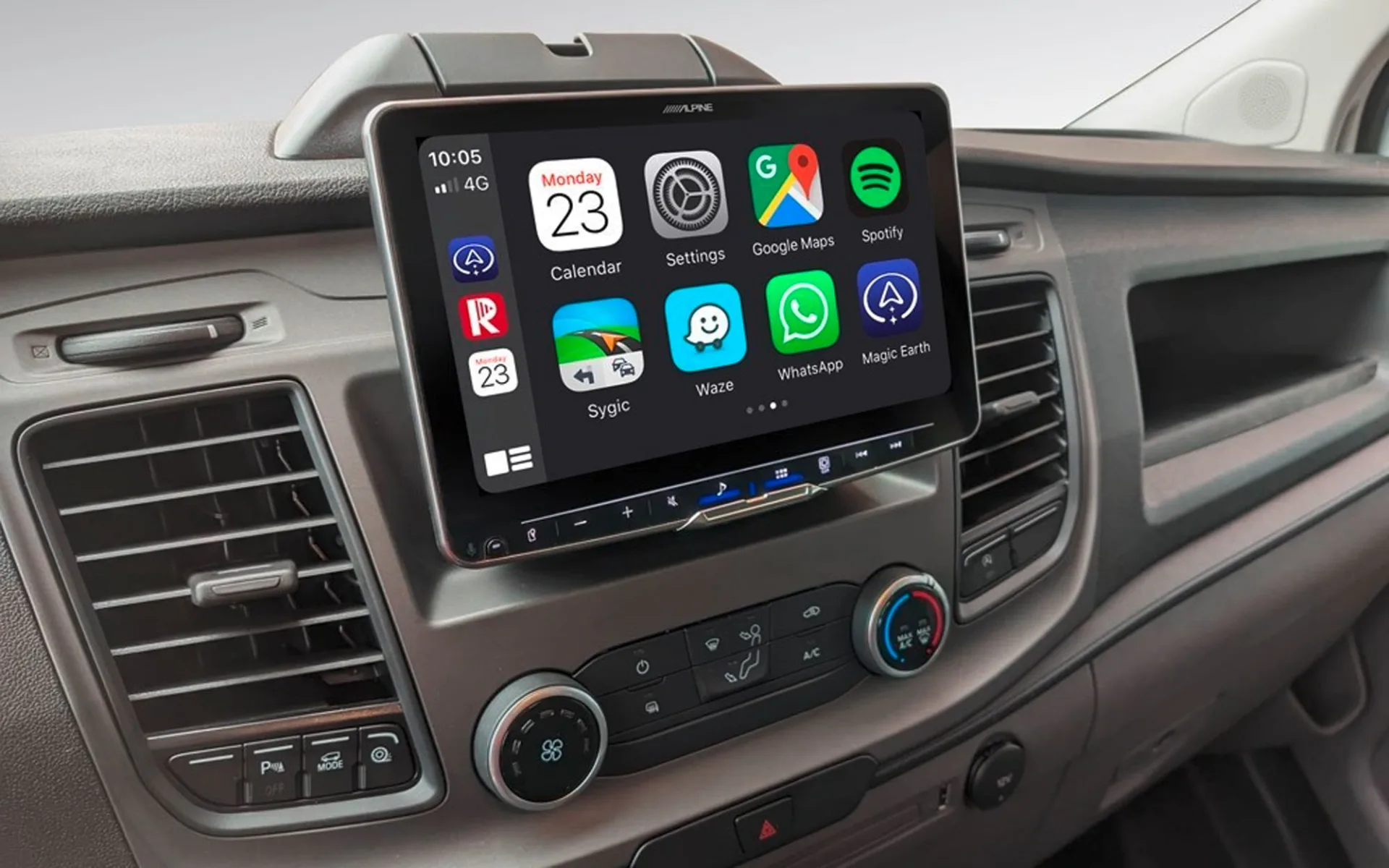 Alpine Autoradio iLX-F905D mit 9-Zoll Touchscreen, DAB+, 1-DIN-Einbaugehäuse, Apple CarPlay Wireless und Android Auto Unterstützung für Ford Transit (ab Modelljahr 2018)