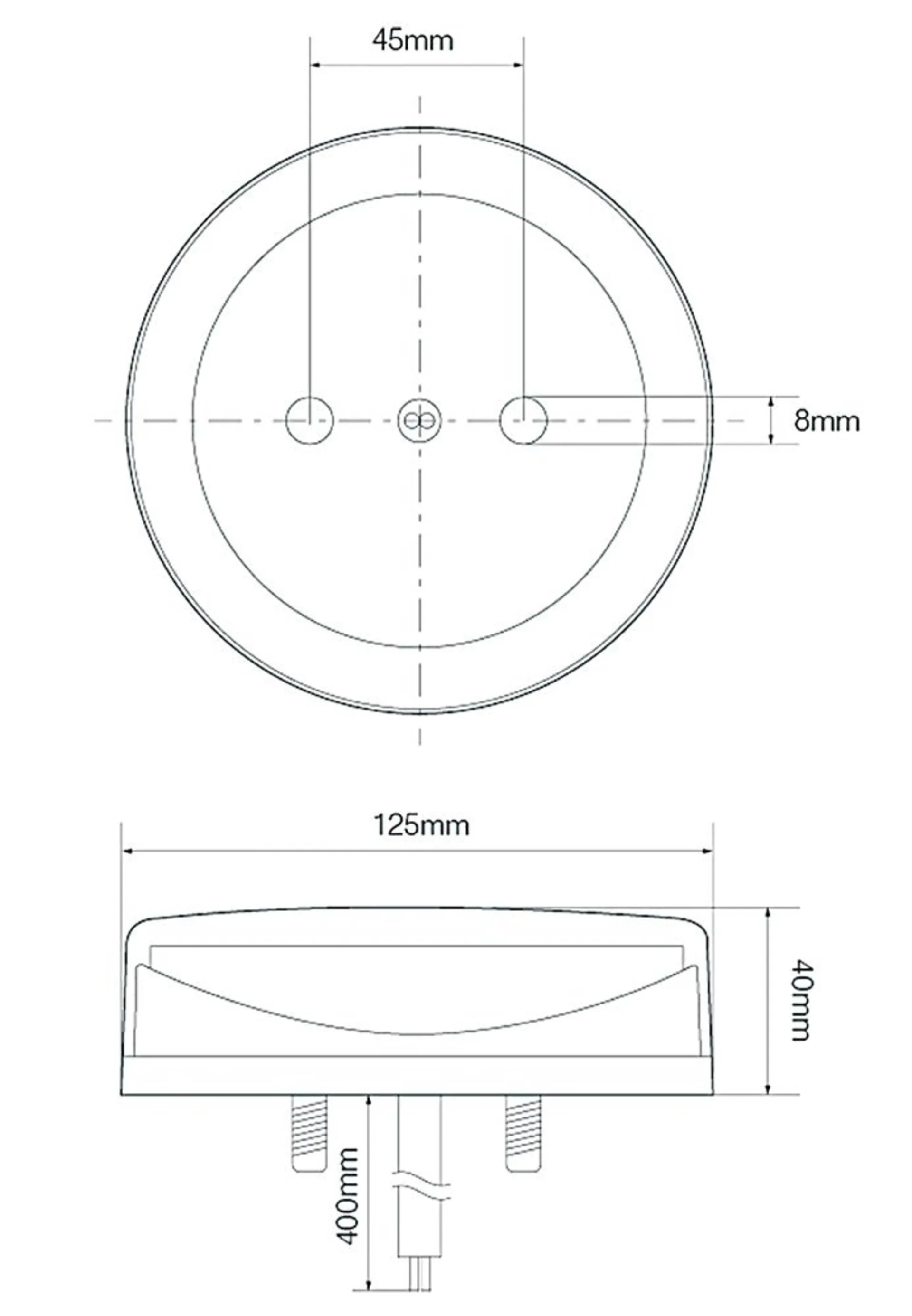 Feu arrière LED rond 12/24 V Feu arrière LED rond 12/24 V