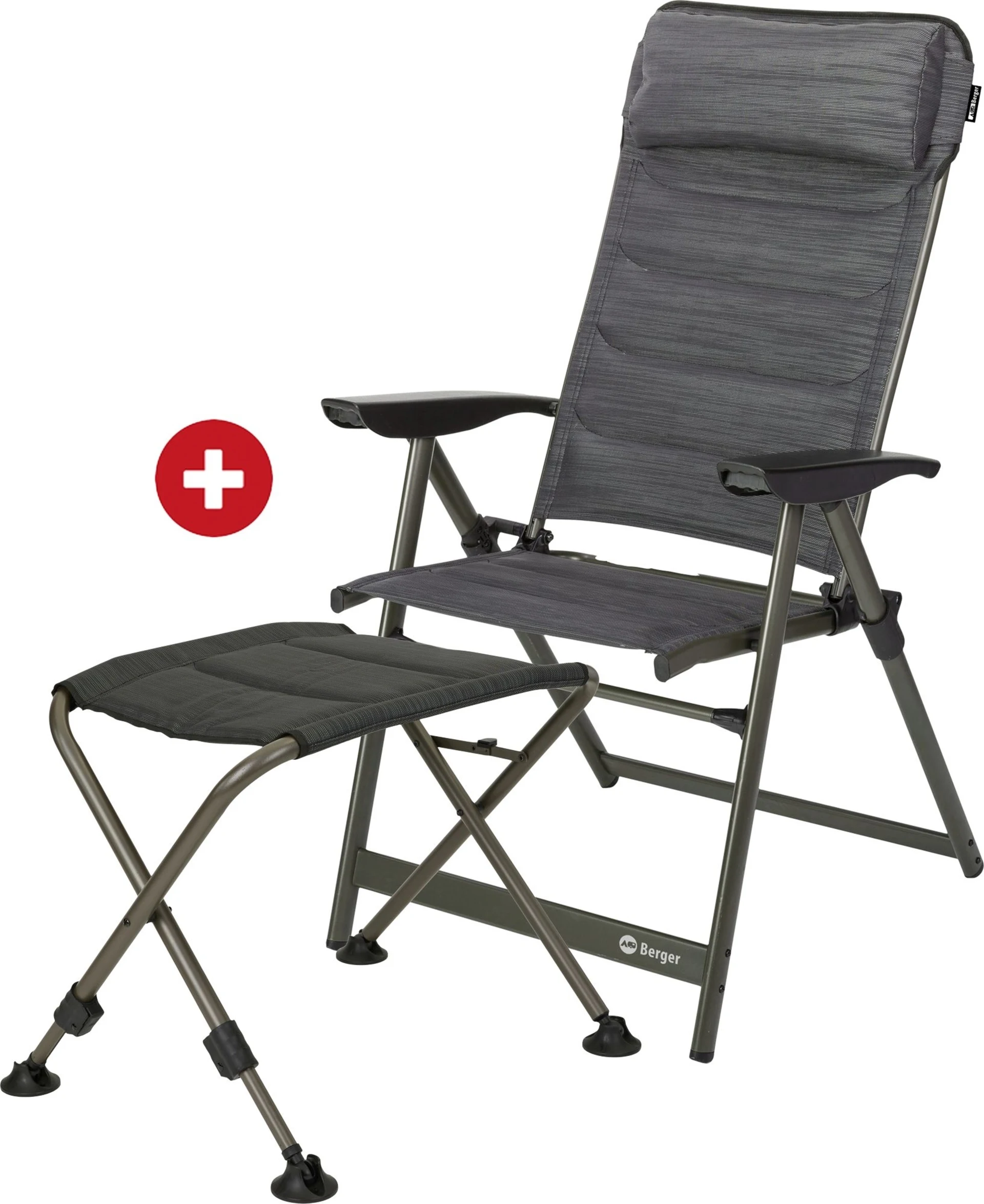 Ensemble de chaises pliantes Berger Slimline avec repose-jambes, couleur anthracite
