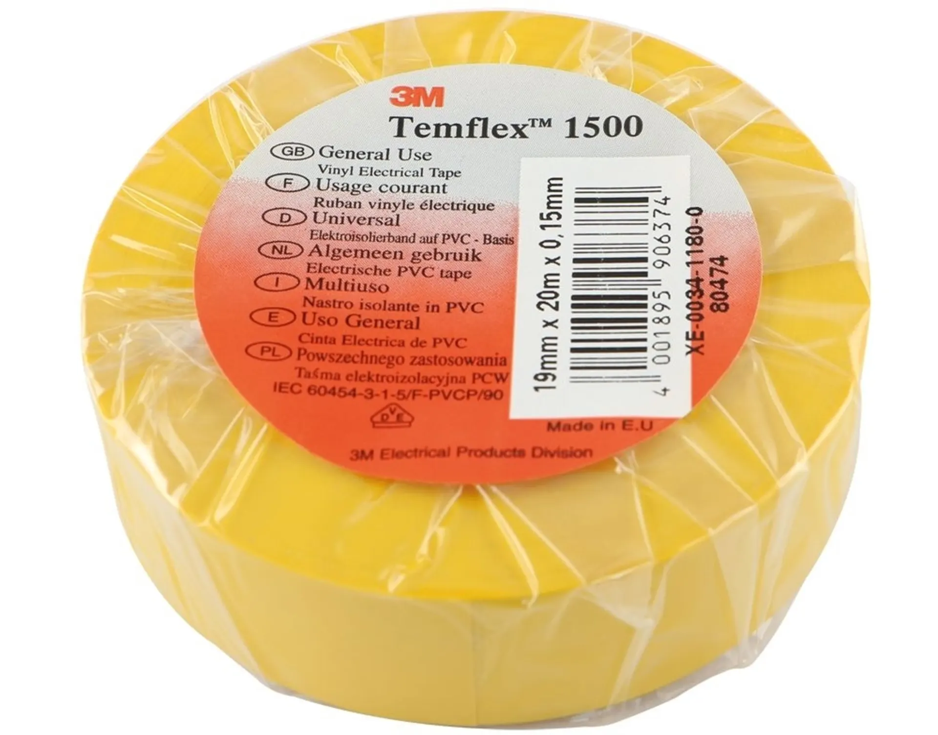 1 rouleau de ruban isolant 3M 20mx19mm jaune