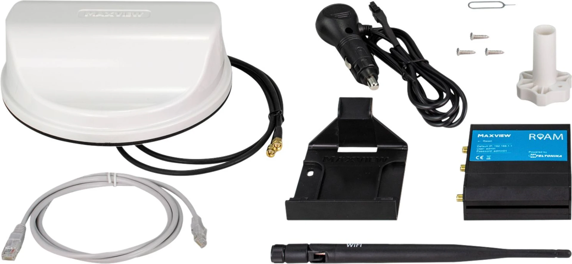 Maxview Roam mobile 4G/5G - Antenne WiFi avec routeur blanc