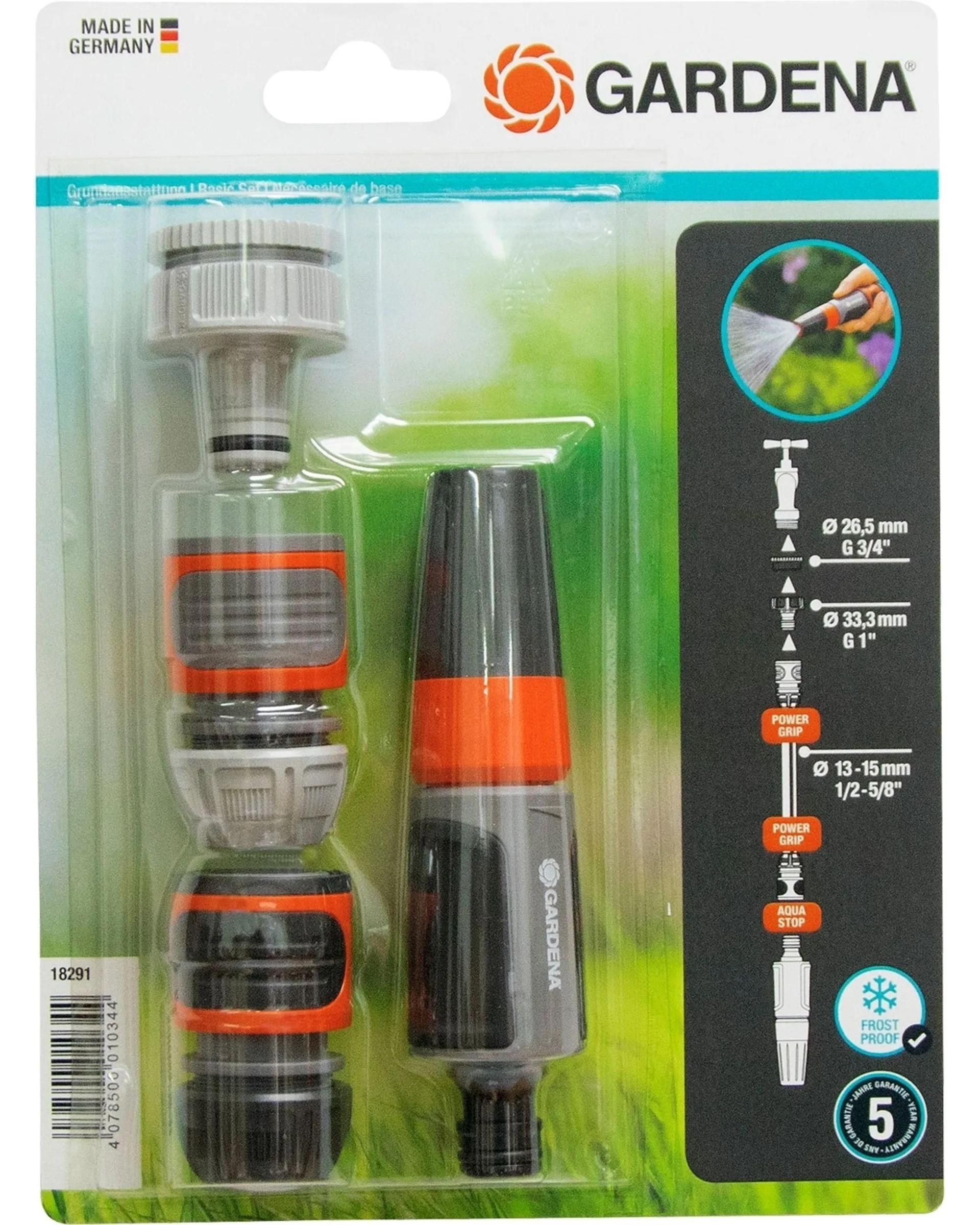 Gardena Grundausstattung Set Wasserhahn- und Schlauchverbindung 4-tlg.