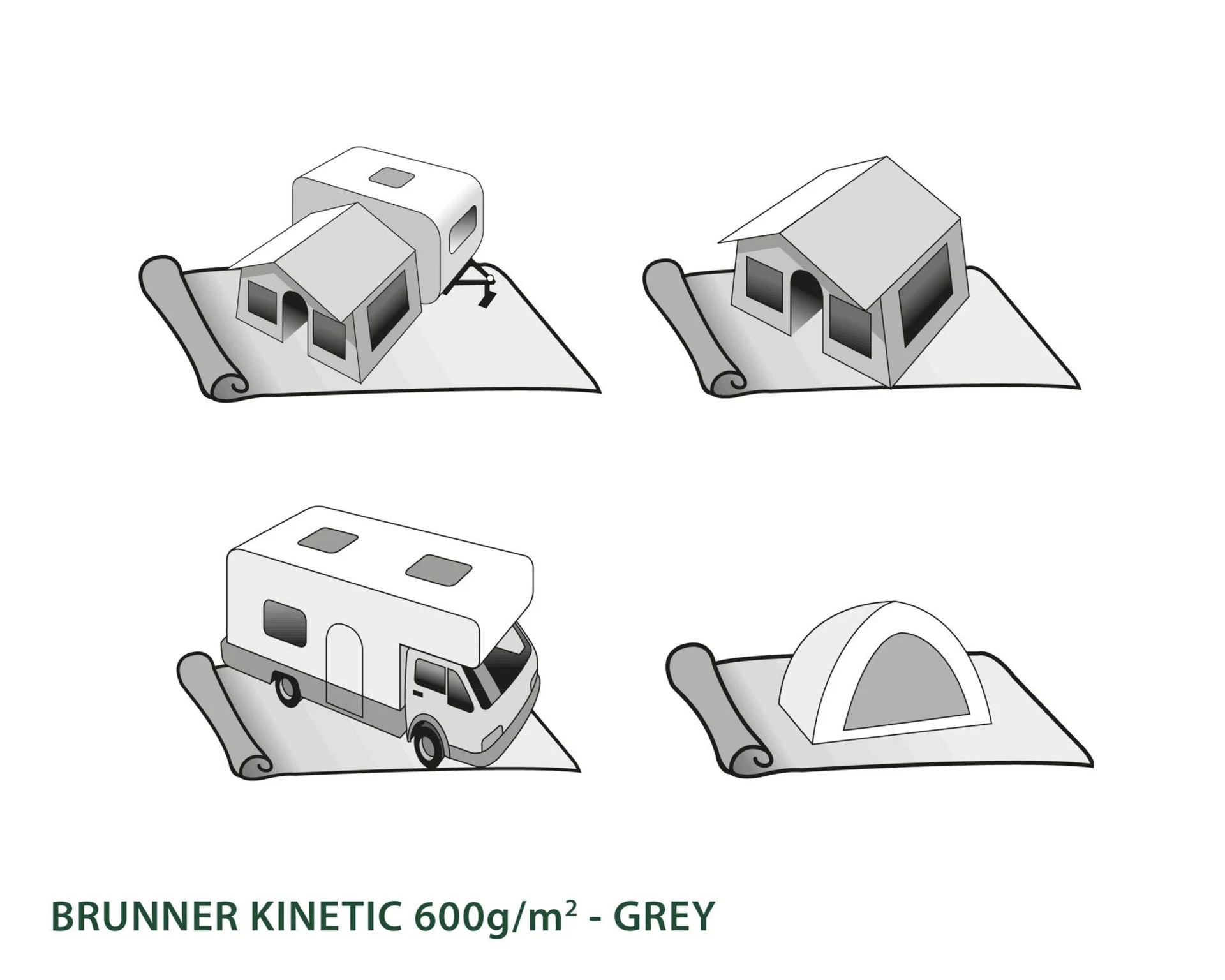 Brunner Kinetic 600 Zeltteppich 250 x 600 cm Grau
