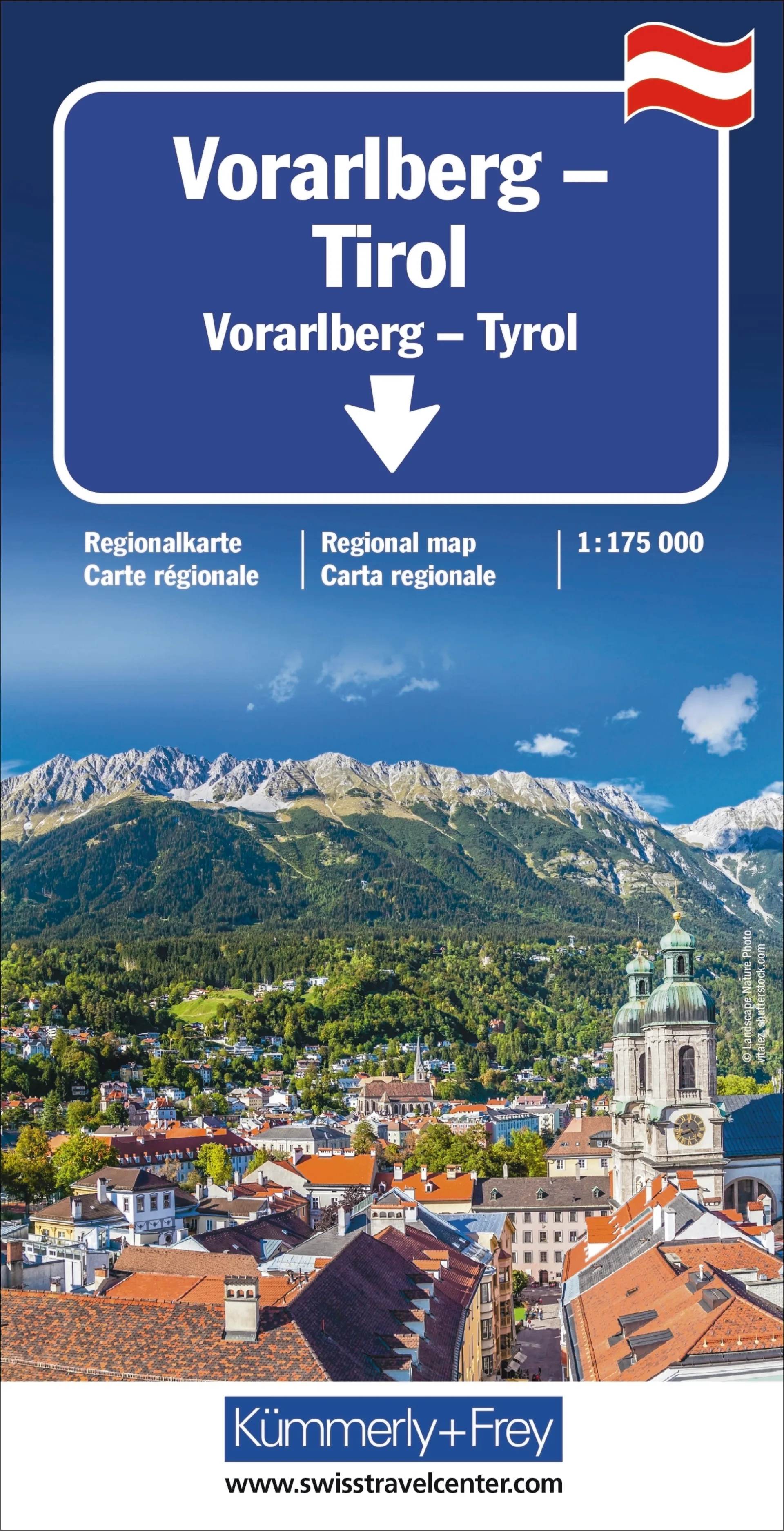 Vorarlberg - Tirol - Südtirol Regionalkarte Österreich 1: 175 00