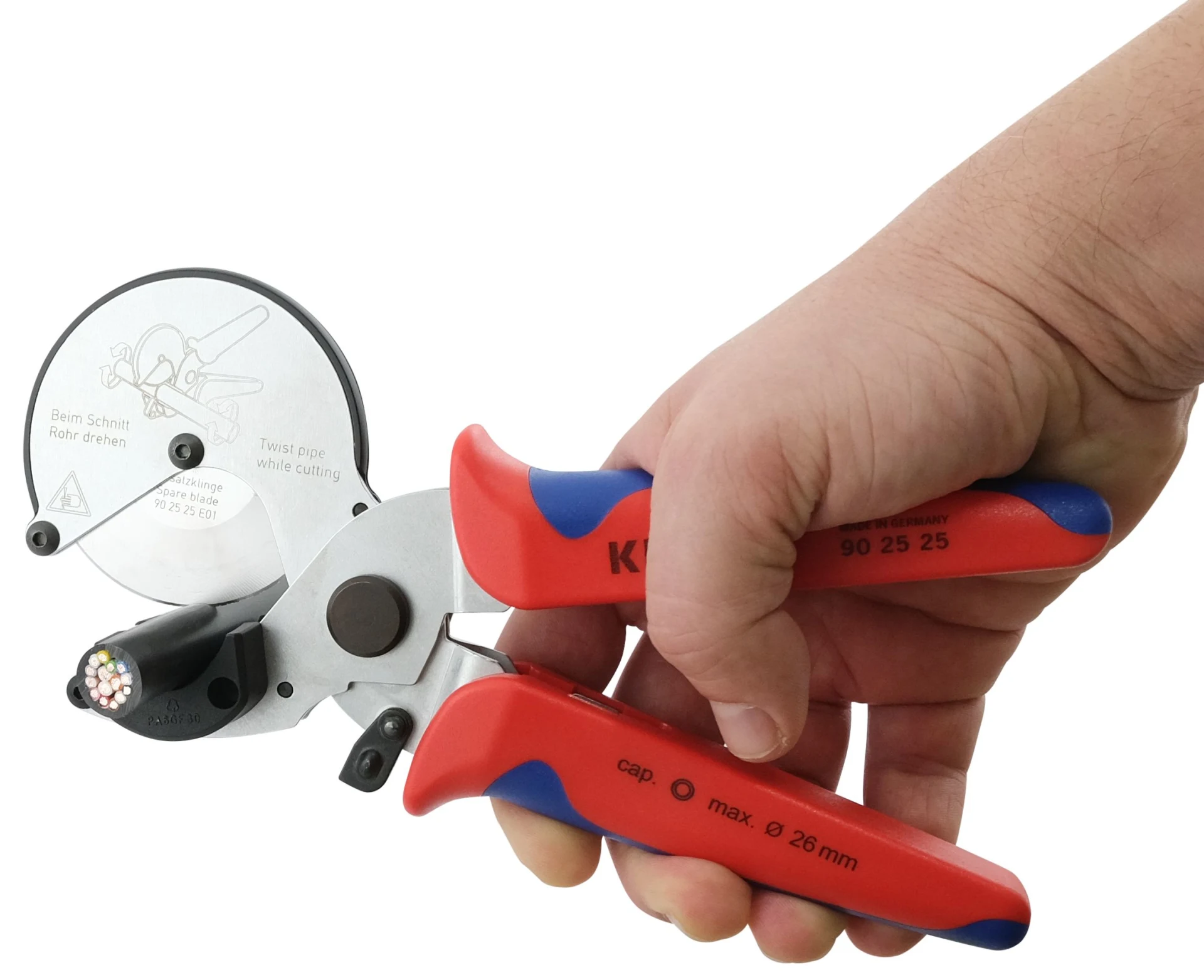Knipex Kabel- und Rohrschneider für Kabel, Verbund- und Kunststoffrohre bis Ø 26 mm, auch für Wellrohre, Benzinschläuche etc. geeignet