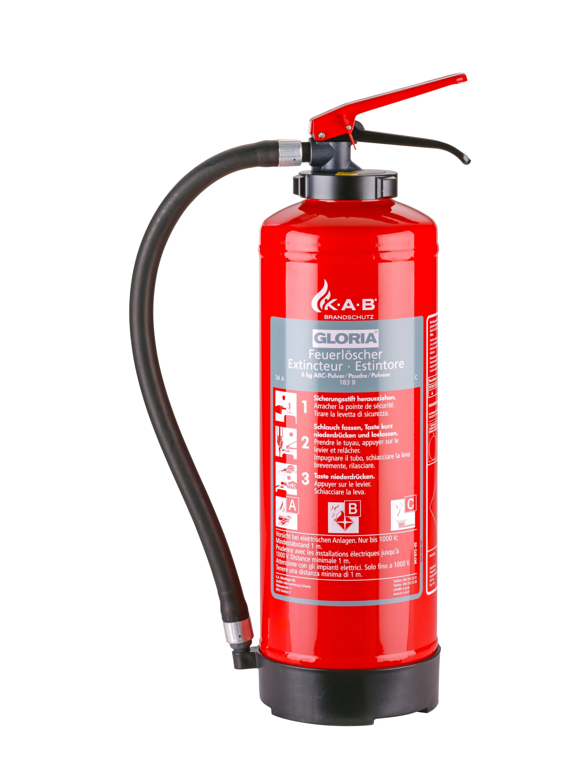Gloria Feuerlöscher 6Kg Pulver f. LKW (ADR/GGVS) geprüfte ADR/SDR-Ausführung / DIN EN3